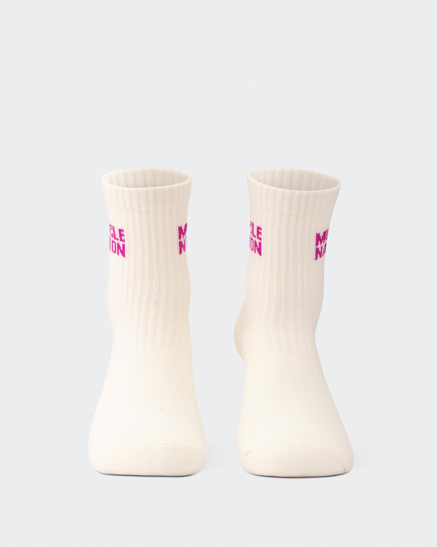 Womens Essential Crew Socks (3x Pack) - Off White / Bright Pink / Hyper Fuchsia-Socks-White / Bright Pink / Hyper Fuscia-AC112335WHTBPHYPFUS-ONE-MNAPPRL26510-5-Muscle Nation