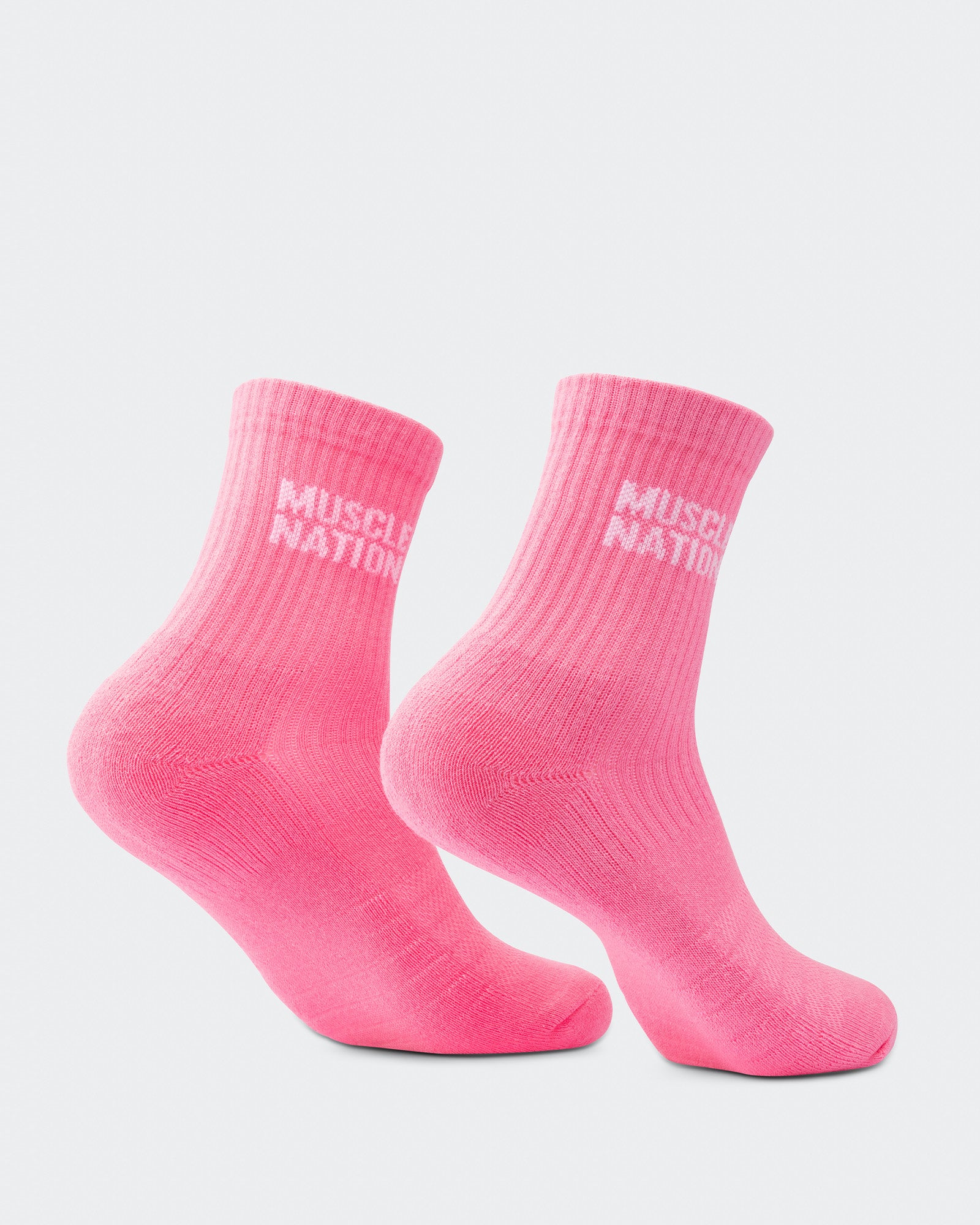 Womens Essential Crew Socks (3x Pack) - Off White / Bright Pink / Hyper Fuchsia-Socks-White / Bright Pink / Hyper Fuscia-AC112335WHTBPHYPFUS-ONE-MNAPPRL26510-8-Muscle Nation