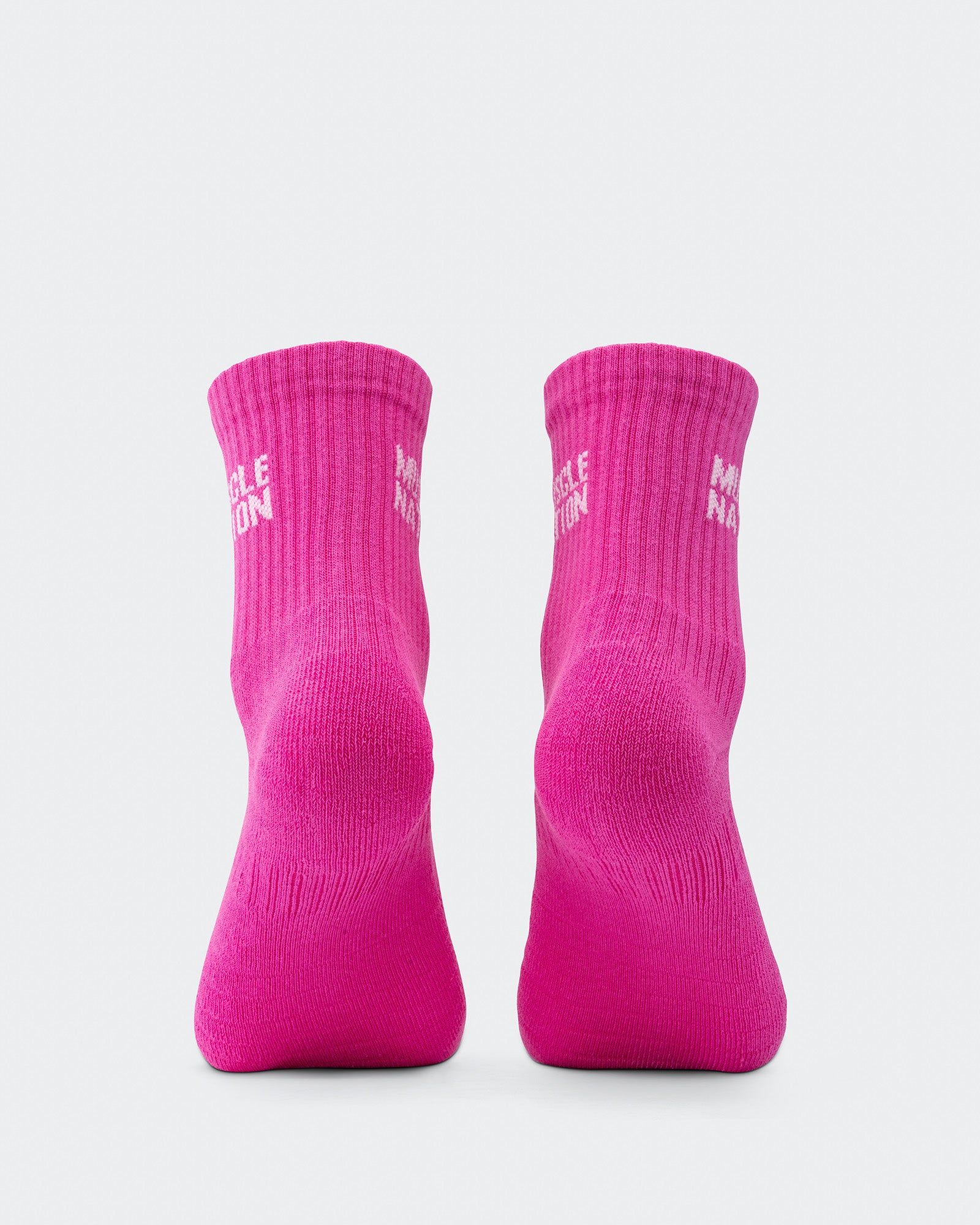 Womens Essential Crew Socks (3x Pack) - Off White / Bright Pink / Hyper Fuchsia-Socks-White / Bright Pink / Hyper Fuscia-AC112335WHTBPHYPFUS-ONE-MNAPPRL26510-11-Muscle Nation