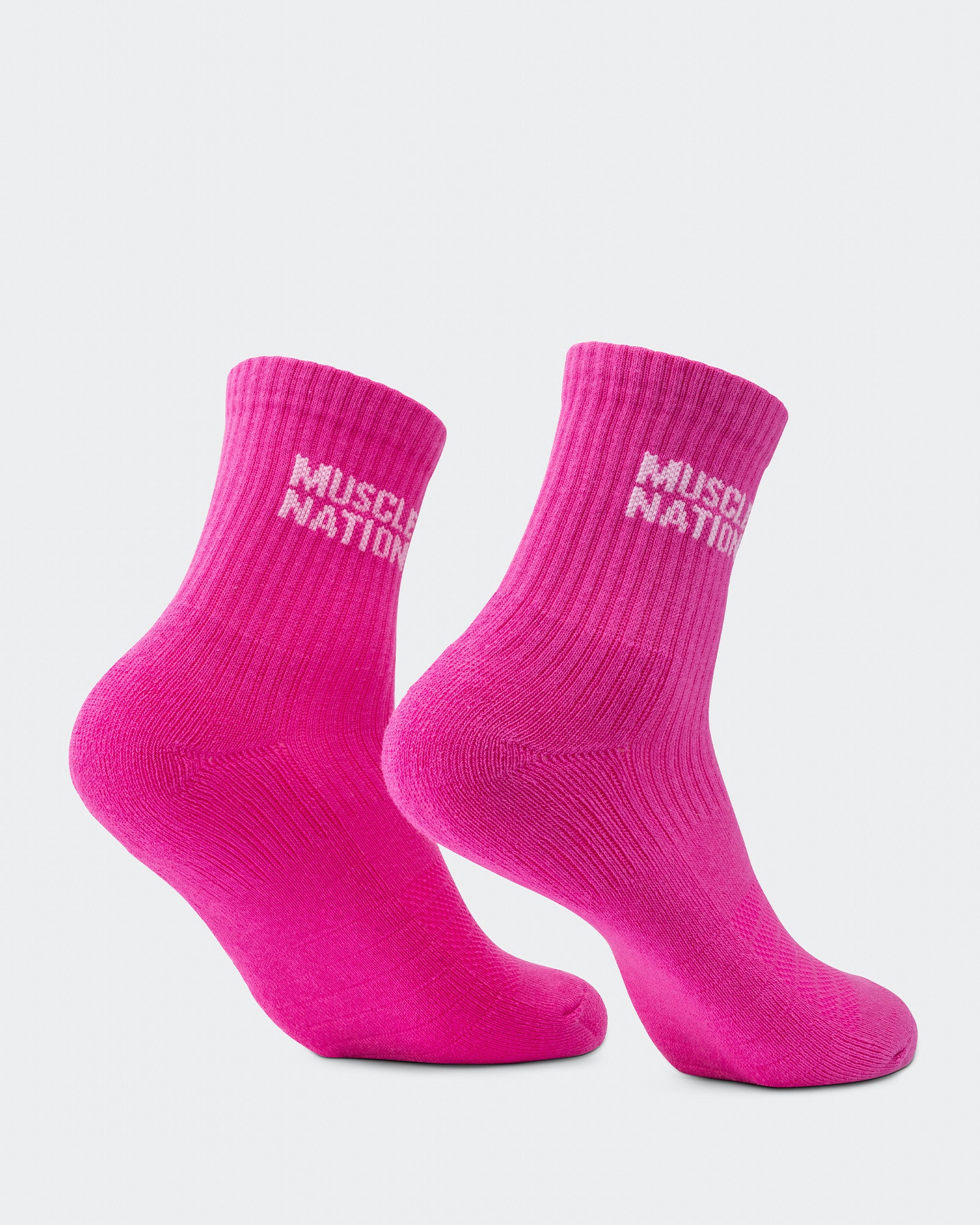 Womens Essential Crew Socks (3x Pack) - Off White / Bright Pink / Hyper Fuchsia-Socks-White / Bright Pink / Hyper Fuscia-AC112335WHTBPHYPFUS-ONE-MNAPPRL26510-12-Muscle Nation