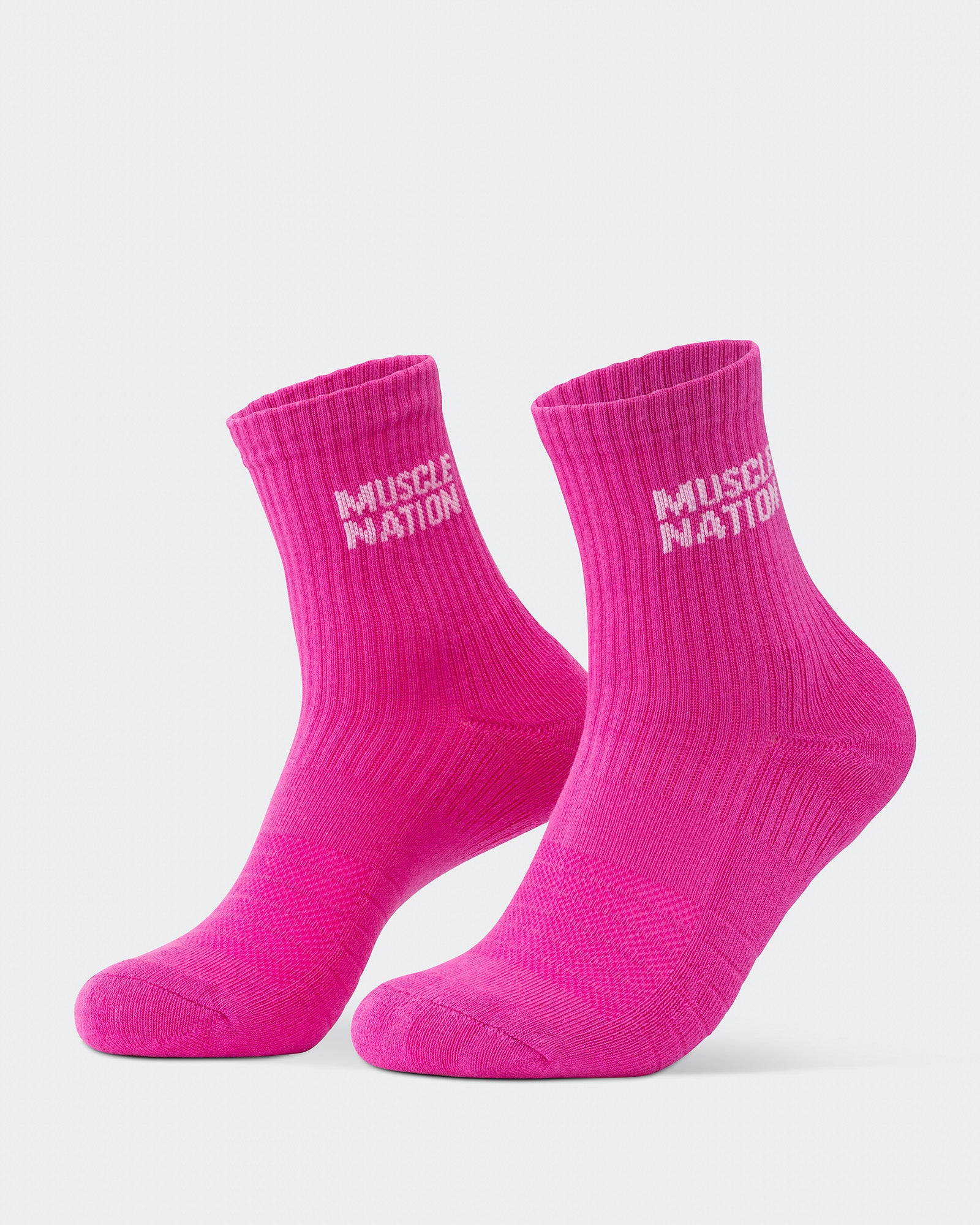 Womens Essential Crew Socks (3x Pack) - Off White / Bright Pink / Hyper Fuchsia-Socks-White / Bright Pink / Hyper Fuscia-AC112335WHTBPHYPFUS-ONE-MNAPPRL26510-14-Muscle Nation