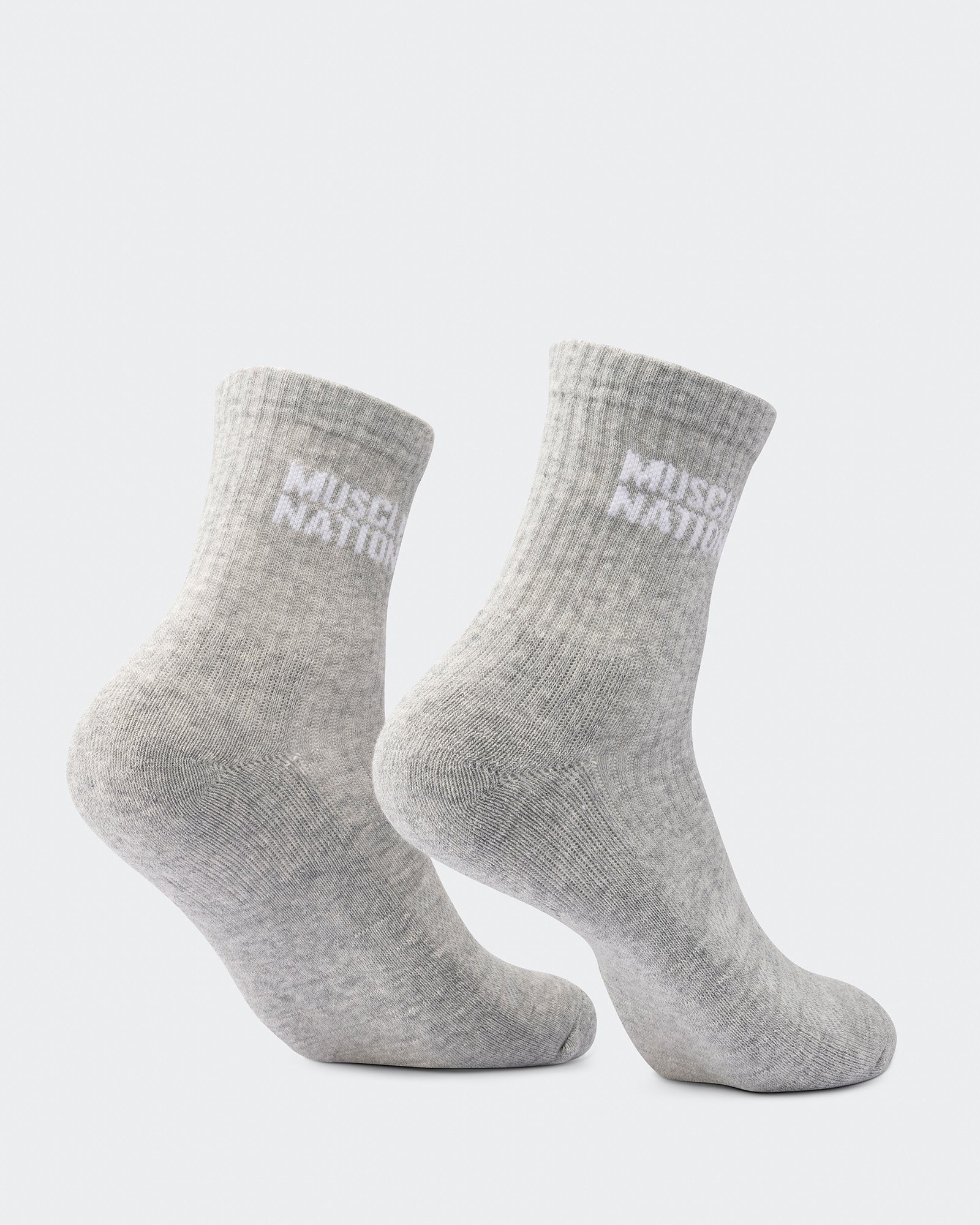 Womens Essential Crew Socks (3x Pack) - White / Grey Marl / Black-Socks-White / Grey Marl / Black-AC092310WHTGRYMARBLCK-ONE-MNAPPRL26518-11-Muscle Nation