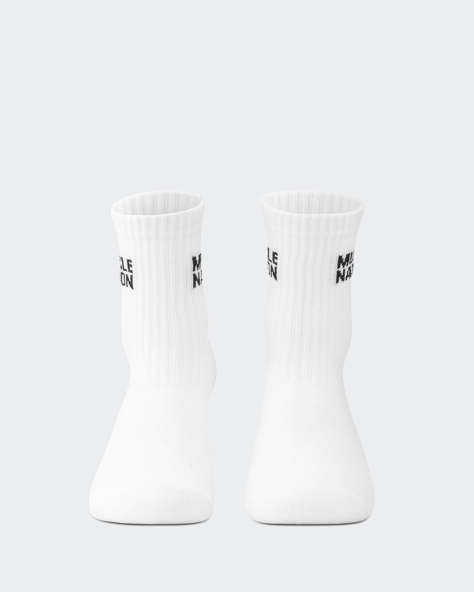 Womens Essential Crew Socks (2x Pack) - White-Socks-White-AC092310WHT-ONE-MNAPPRL26515-3-Muscle Nation