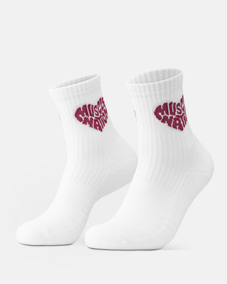 Womens Heart Crew Sock (2X Pack) - White / Grey Marl-Socks-ACC1125234WHTGMRL-MNAPPRL47937-2-Muscle Nation