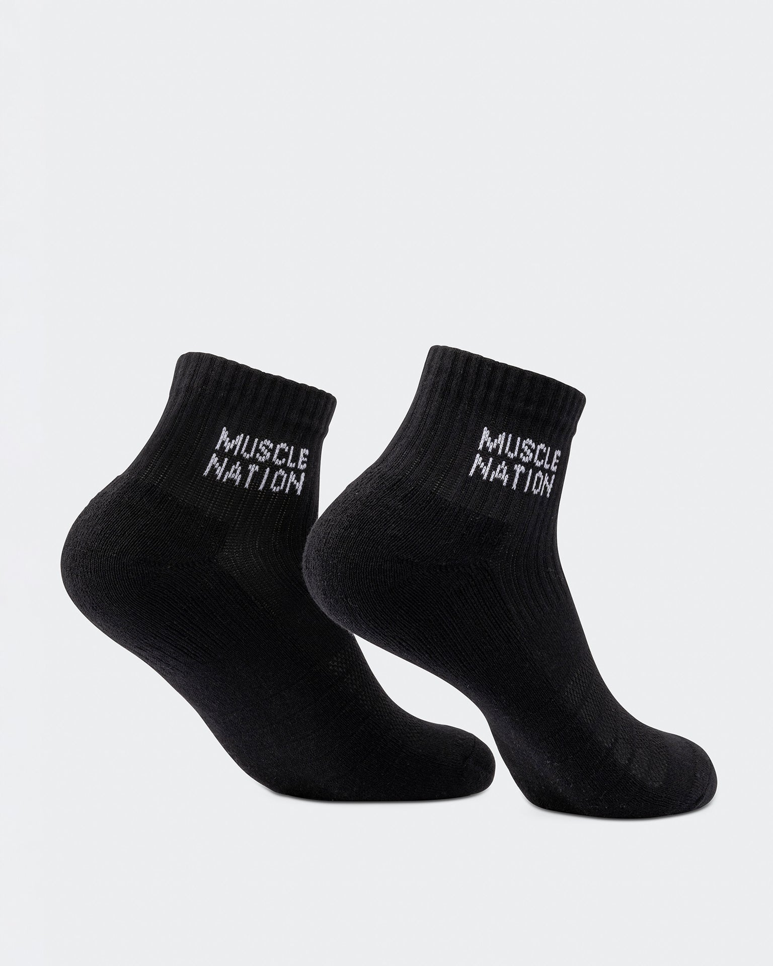 Womens 1/4 Crew Sock (2X Pack) - Black / White-Socks-ACC1125205BLKWHT-MNAPPRL47940-3-Muscle Nation