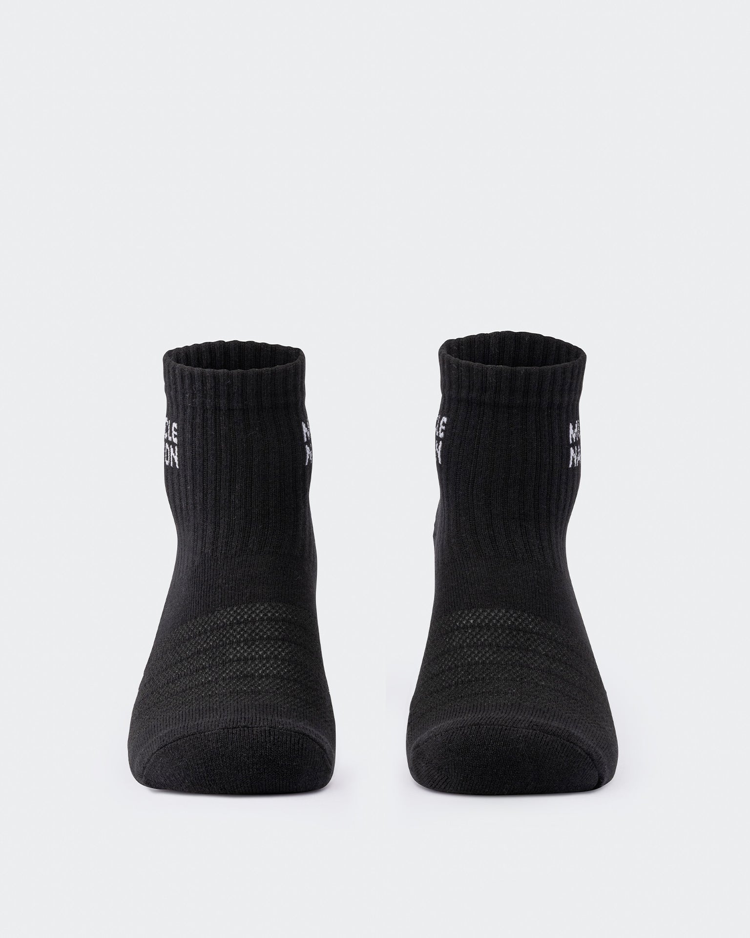 Womens 1/4 Crew Sock (2X Pack) - Black / White-Socks-ACC1125205BLKWHT-MNAPPRL47940-4-Muscle Nation