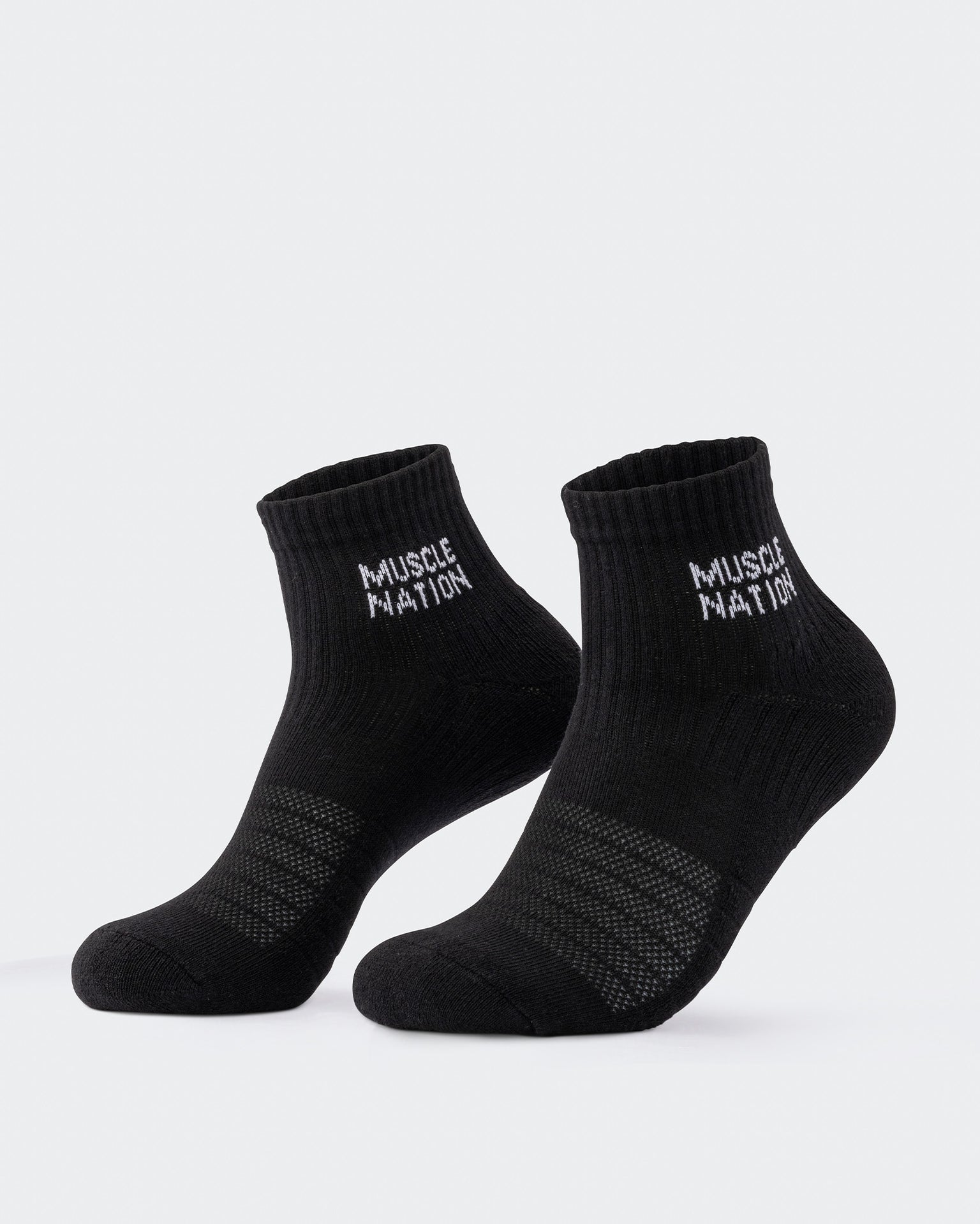 Womens 1/4 Crew Sock (2X Pack) - Black / White-Socks-ACC1125205BLKWHT-MNAPPRL47940-1-Muscle Nation
