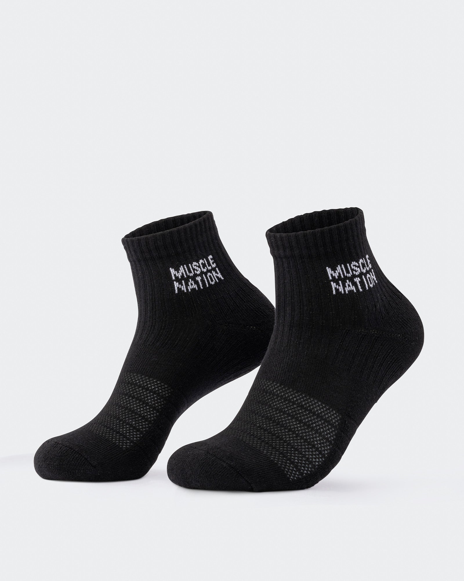 Womens 1/4 Crew Sock (2X Pack) - Black / White-Socks-ACC1125205BLKWHT-MNAPPRL47940-1-Muscle Nation