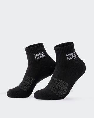 Womens 1/4 Crew Sock (2X Pack) - Black / White-Socks-ACC1125205BLKWHT-MNAPPRL47940-2-Muscle Nation