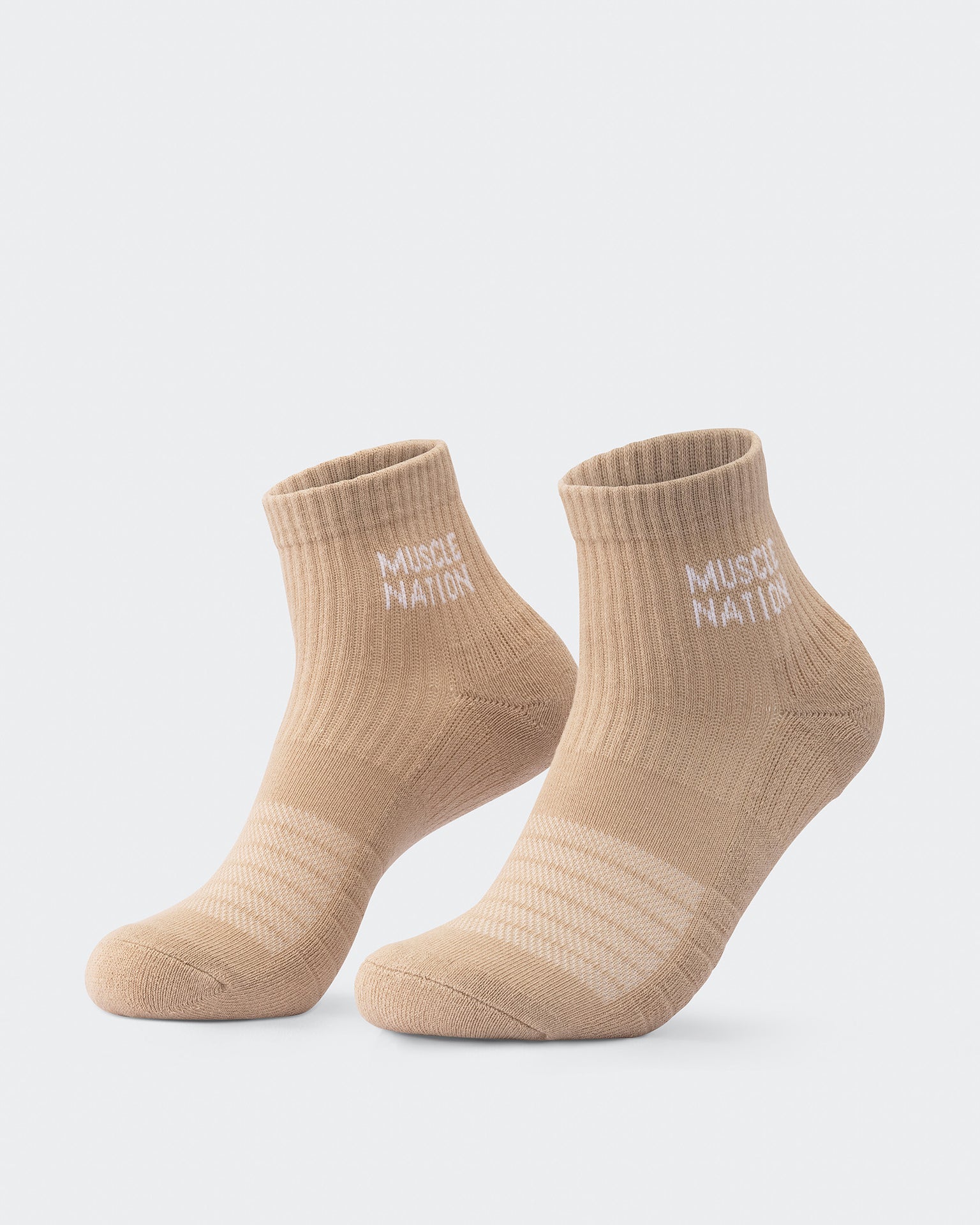 Womens 1/4 Crew Sock (2X Pack) - White / Stone-Socks-ACC1125205WHTSTN-MNAPPRL47939-1-Muscle Nation
