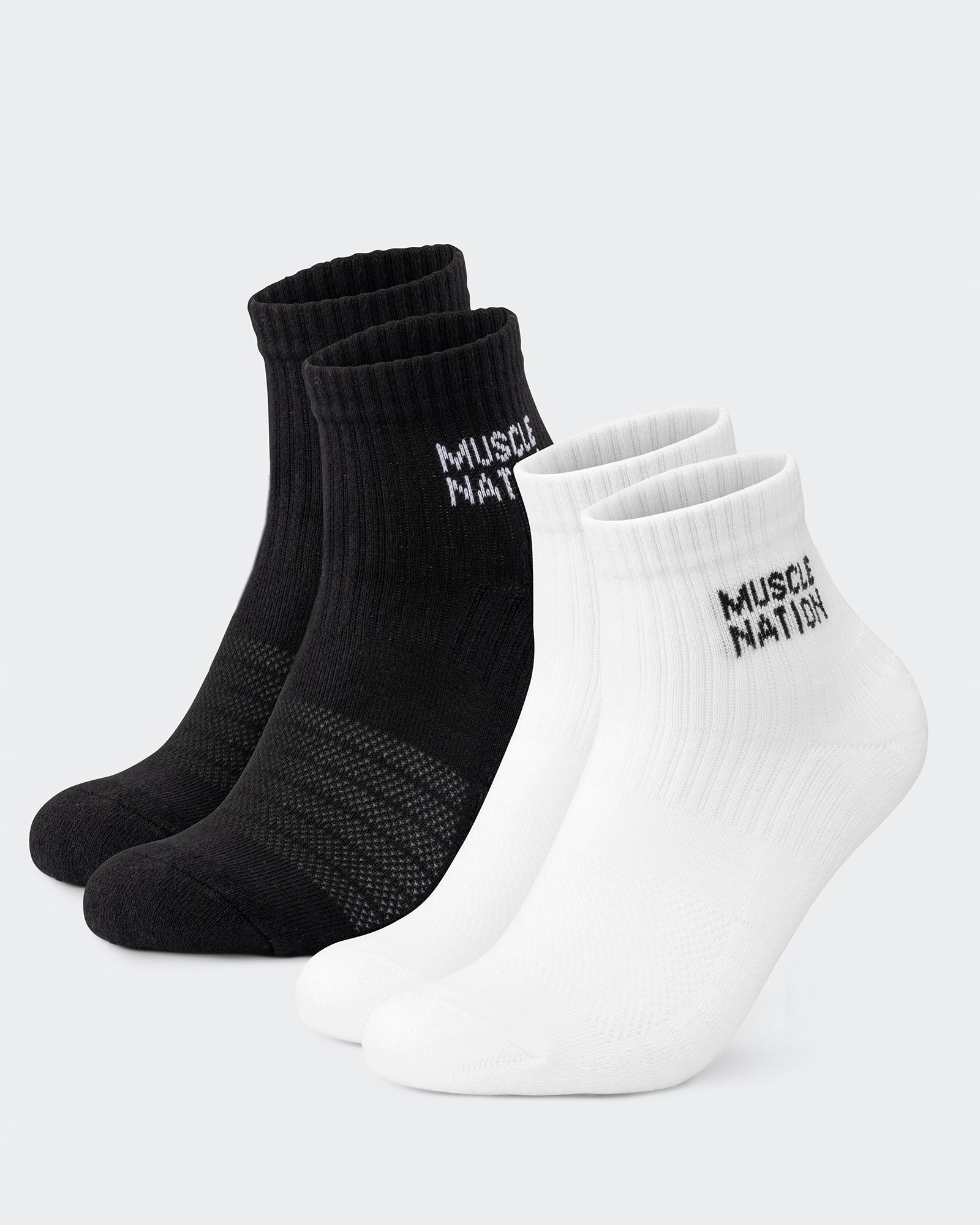 Womens 1/4 Crew Sock (2X Pack) - Black / White