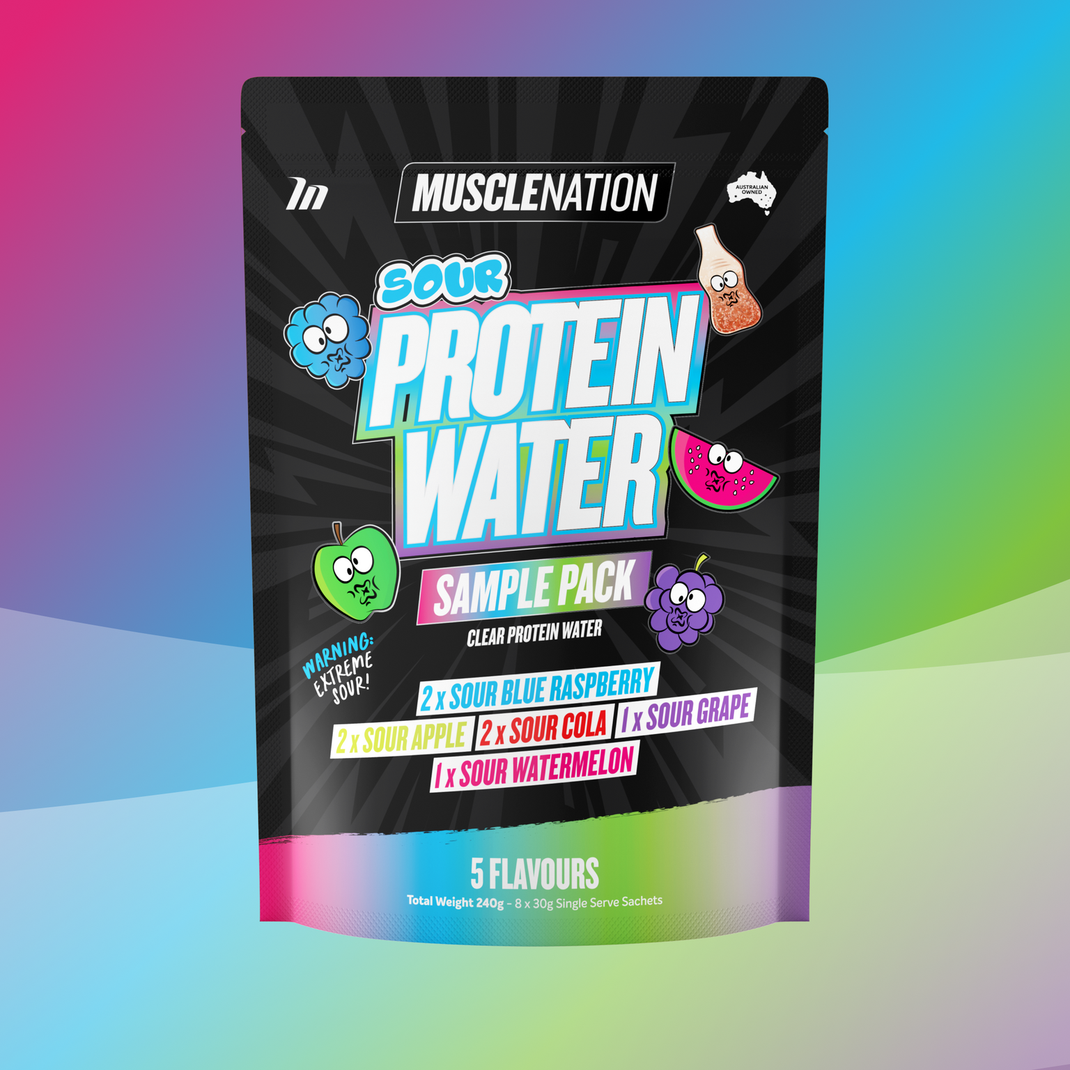 PROTEIN WATER - Sour Sample Pack - 5 Flavours-Protein Water Sample-MNSUPPS0455-9359054003132-1-Muscle Nation