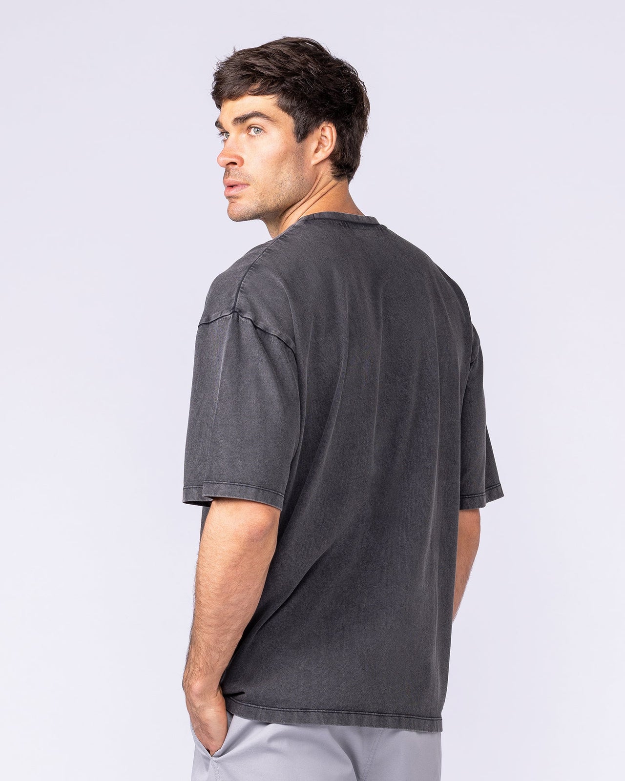 Spartan Oversized Vintage Tee Washed Black - Muscle Nation men's gym tee, view 2