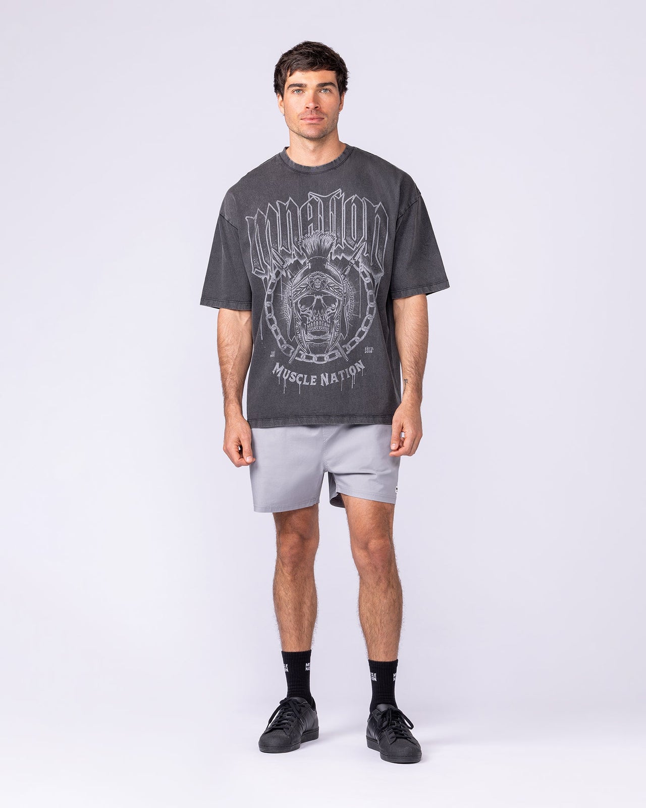 Spartan Oversized Vintage Tee Washed Black - Muscle Nation men's gym tee, view 5