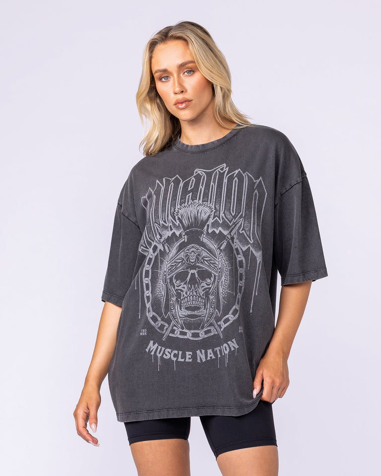 Spartan Oversized Vintage Tee - Washed Black-T-Shirts-XS-1125182WSHBLK-XS-MNAPPRL47721-7-Muscle Nation