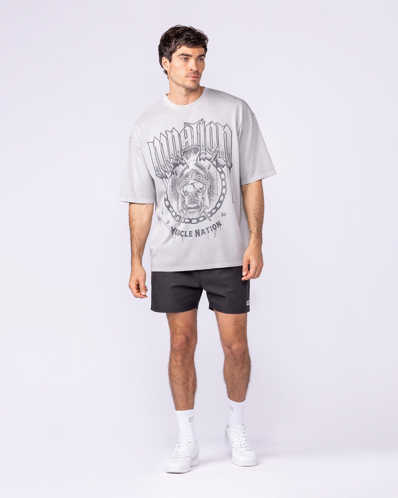 Spartan Oversized Vintage Tee Washed Quiet Grey - Muscle Nation men's gym tee, view 5