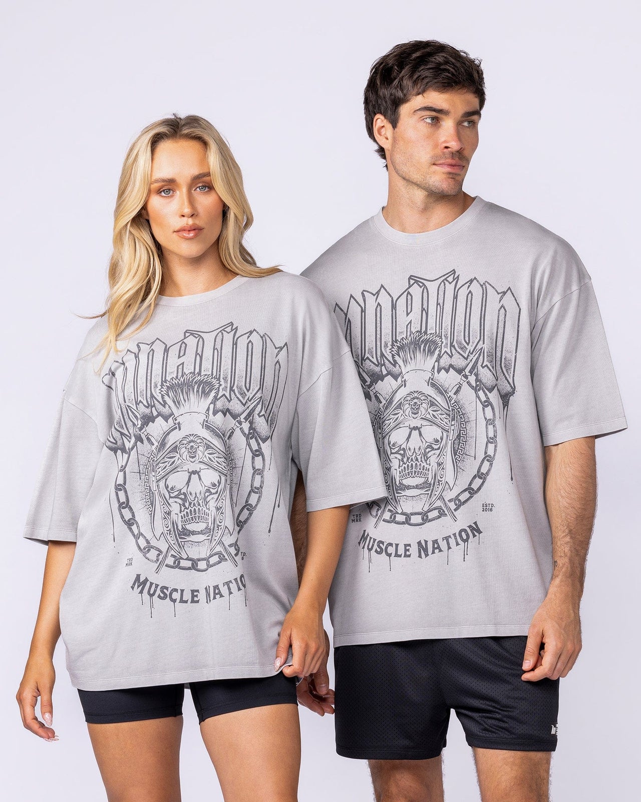 Spartan Oversized Vintage Tee Washed Quiet Grey - Muscle Nation men's gym tee, view 6 | WOMENS-1
