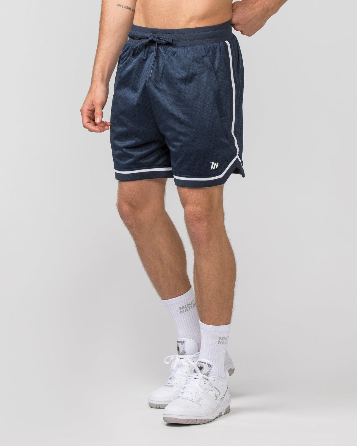 Mens 5" Basketball Shorts - Navy-Shorts-S-042365NAVY-S-MNAPPRL22382-1-Muscle Nation