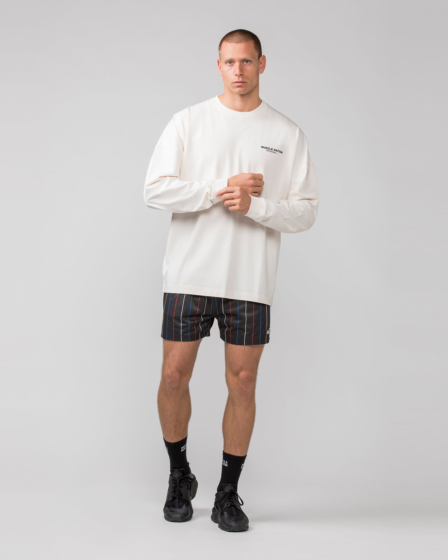 Lay Up 3.5" Shorts - Retro Pinstripe-Shorts-S-112342RTROPIN-S-MNAPPRL30726-6-Muscle Nation