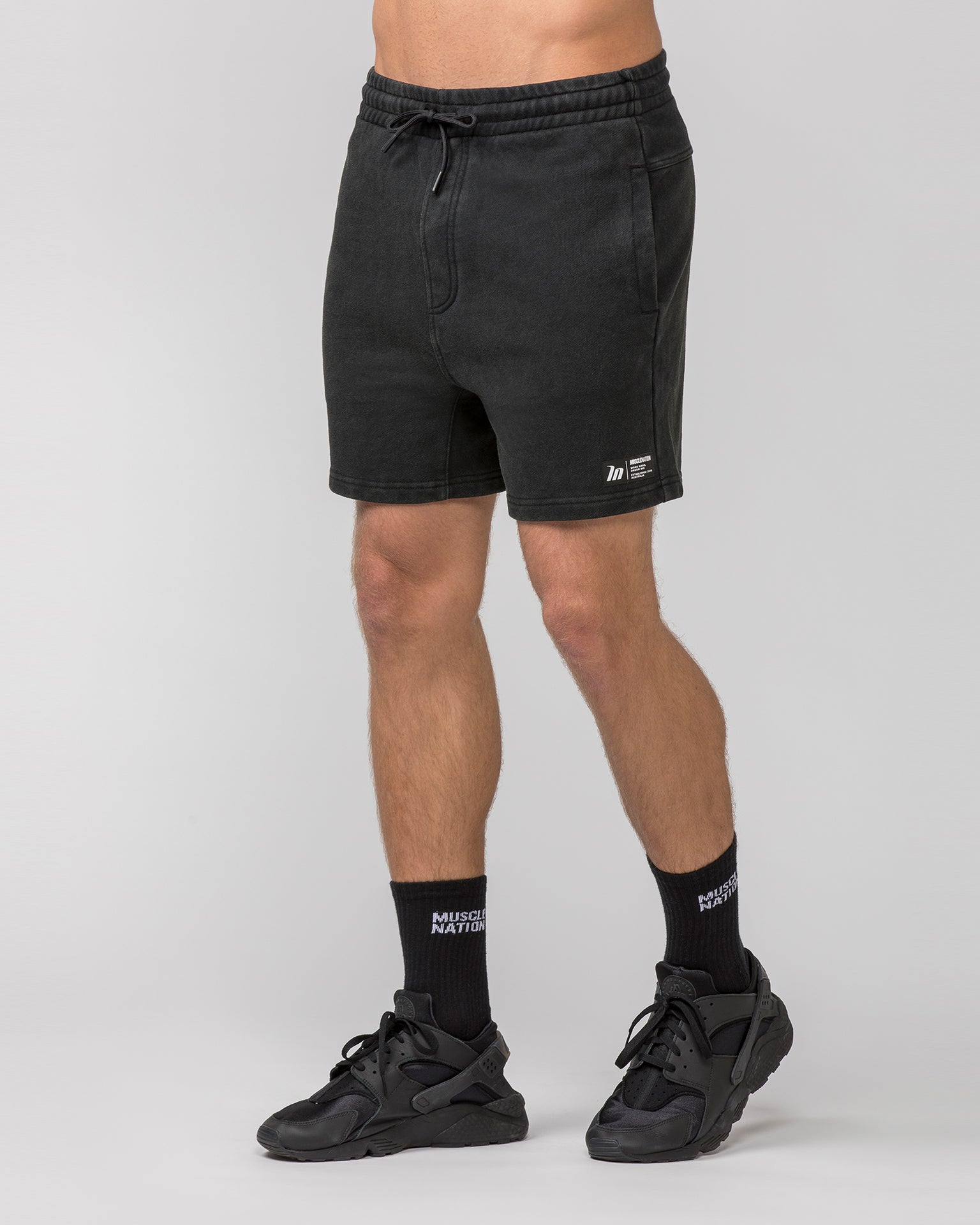 Sweat 5" Shorts - Washed Black-Shorts-S-032444WSHBLK-S-MNAPPRL30662-3-Muscle Nation