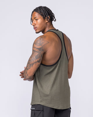 Striker Y Back Singlet - Dark Khaki Marl-Singlets & Tanks-S-112363DRKHMRL-S-MNAPPRL28237-2-Muscle Nation