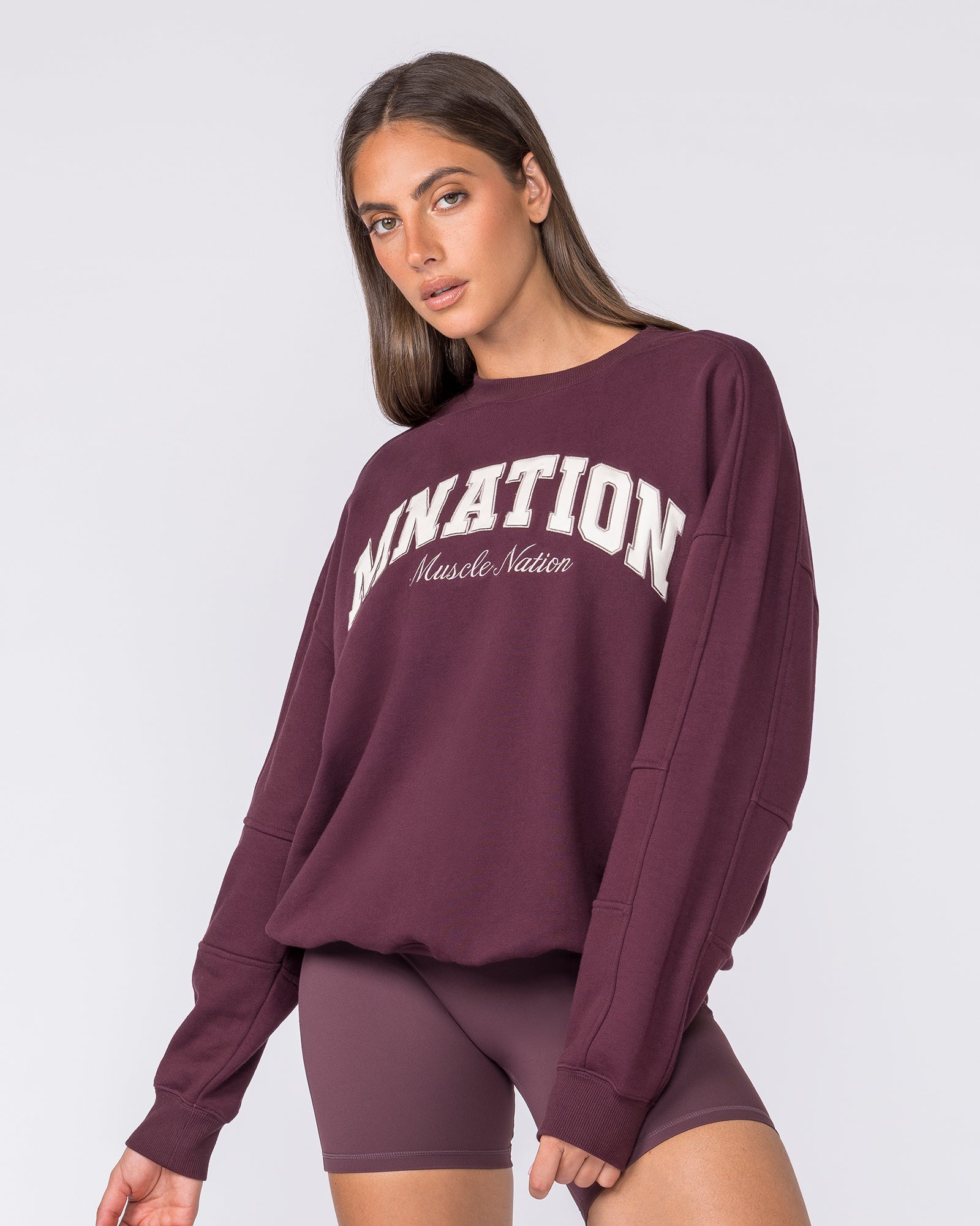 Studio Boxy Pullover - Dark Cherry-Jumpers & Hoodies-XXS-032620DKCHRY-XXS-MNAPPRL49251-4-Muscle Nation