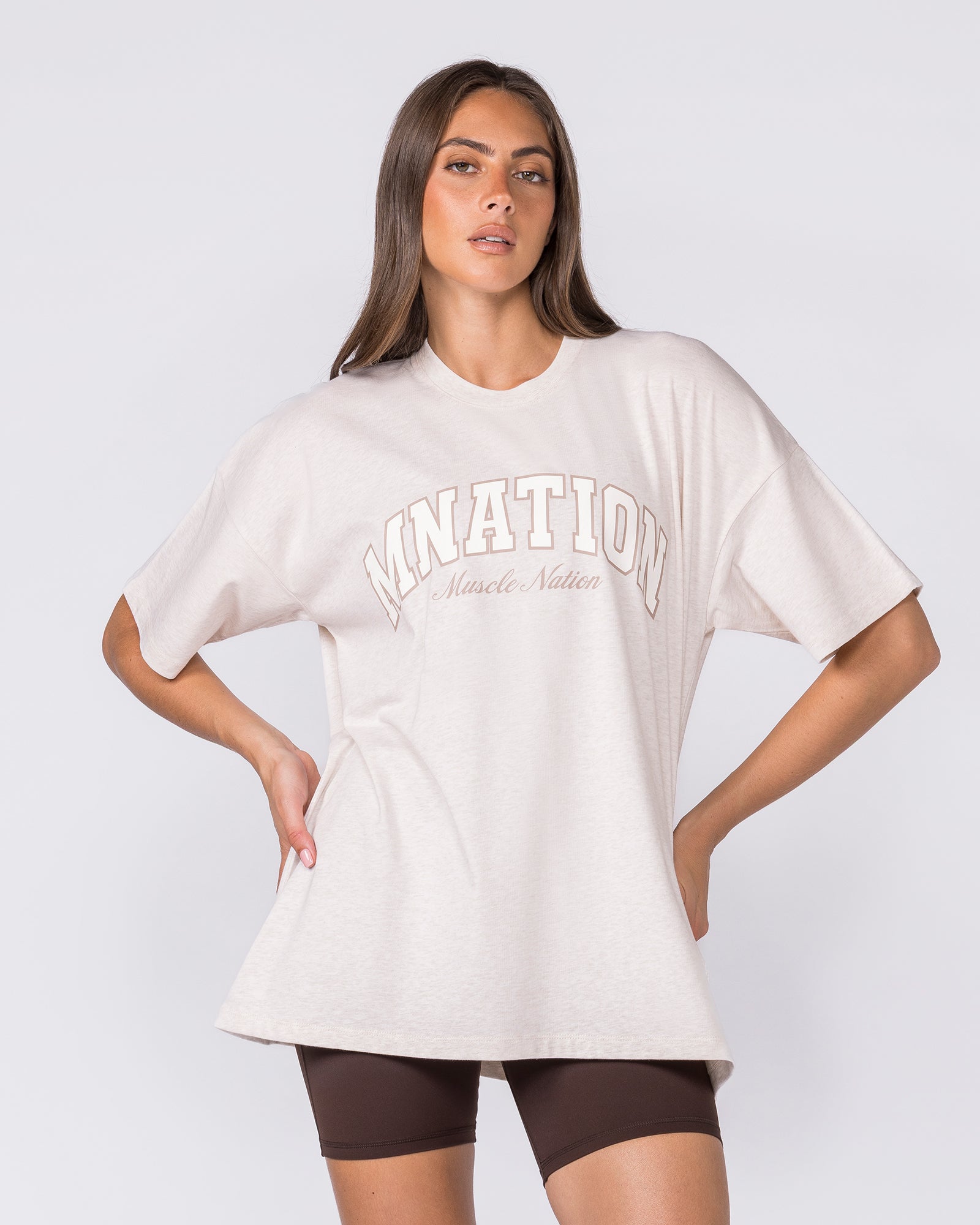 Studio Oversized Tee - Dew Marl-T-Shirts-XXS-032616DEWMRL-XXS-MNAPPRL49404-3-Muscle Nation