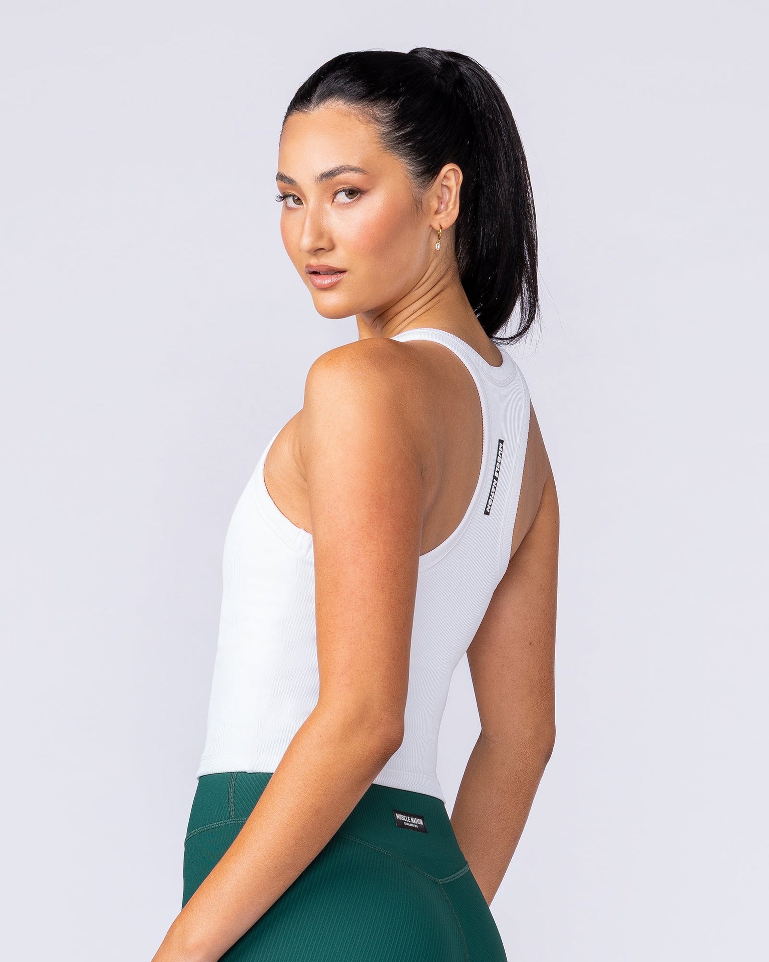 Stunner Rib Bra Tank - White-Singlets & Tanks-XXS-112510WHT-XXS-MNAPPRL46610-2-Muscle Nation