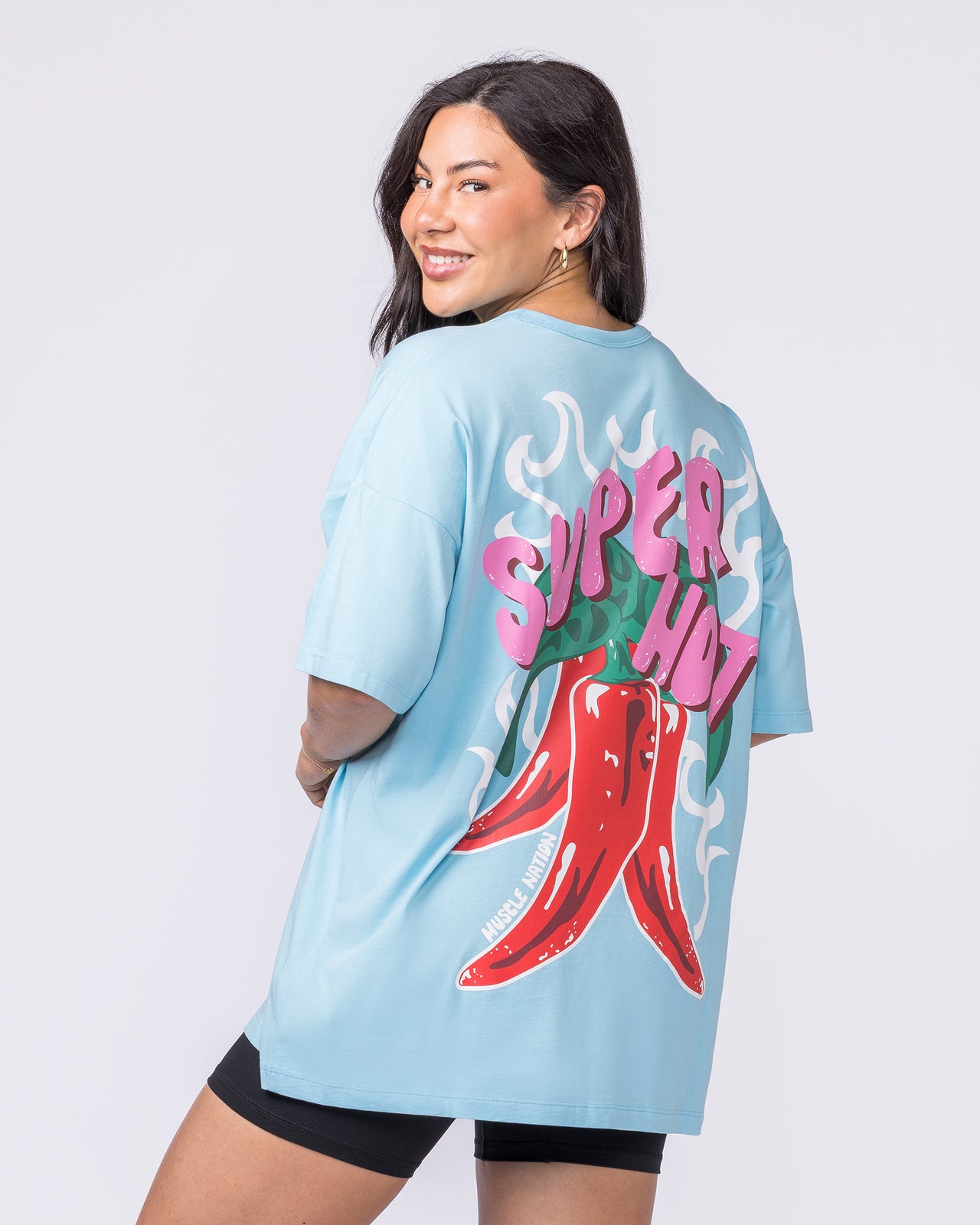 Super Hot Oversized Tee - Lagoon-T-Shirts-XXS-012623LGN-XXS-MNAPPRL48823-2-Muscle Nation