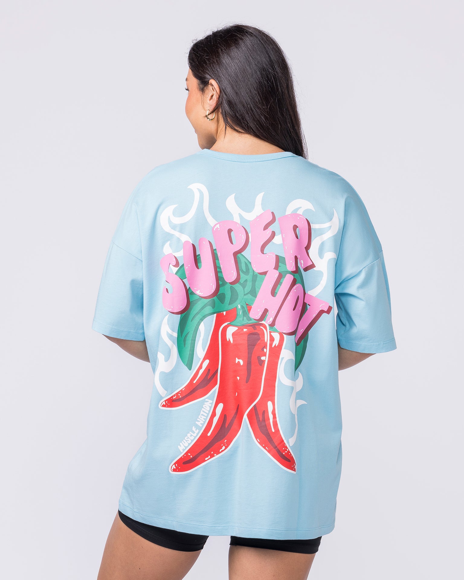 Super Hot Oversized Tee - Lagoon-T-Shirts-XXS-012623LGN-XXS-MNAPPRL48823-5-Muscle Nation