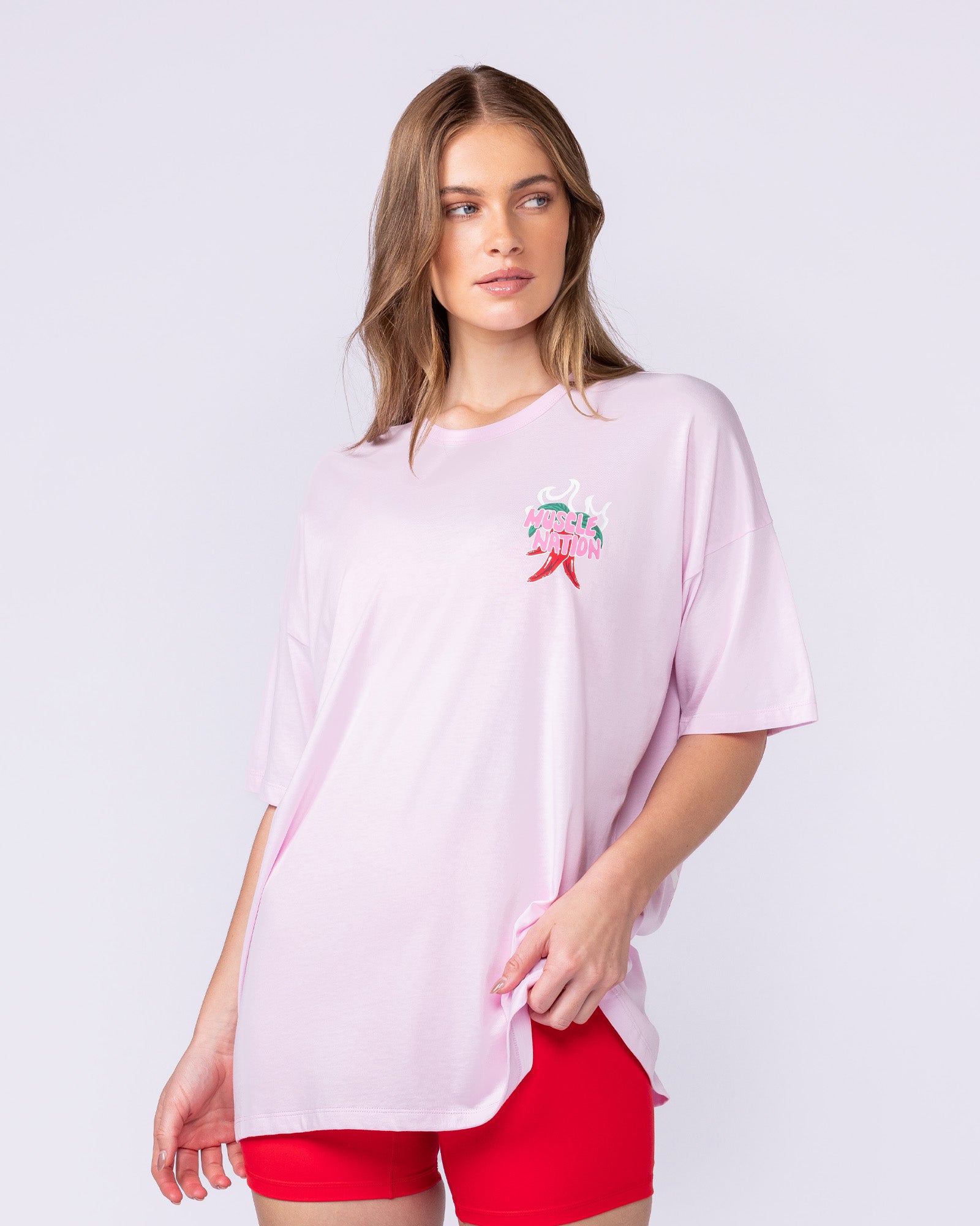 Super Hot Oversized Tee - Pink Lady-T-Shirts-XXS-112543PKLY-XXS-MNAPPRL46619-2-Muscle Nation