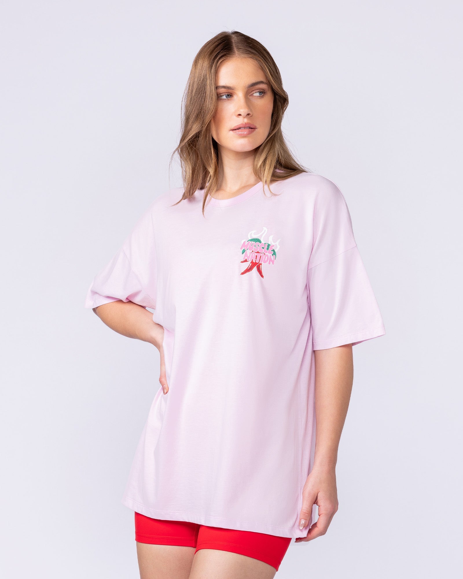 Super Hot Oversized Tee - Pink Lady-T-Shirts-XXS-112543PKLY-XXS-MNAPPRL46619-4-Muscle Nation