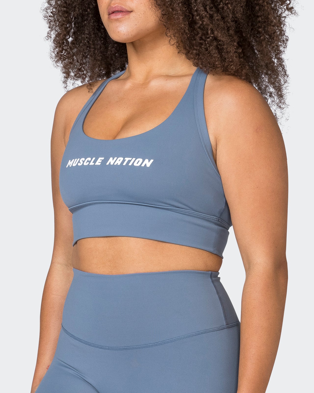 Replay Bra Stone Blue - Muscle Nation women's sports bra, view 3