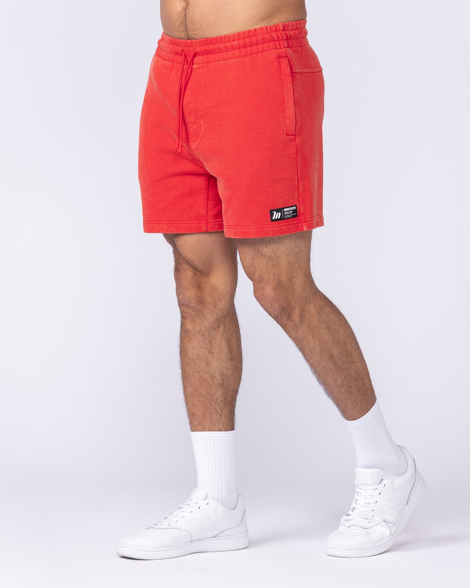 Sweat 5" Shorts - Washed Red-Shorts-S-1125162WSHRED-S-MNAPPRL47821-4-Muscle Nation