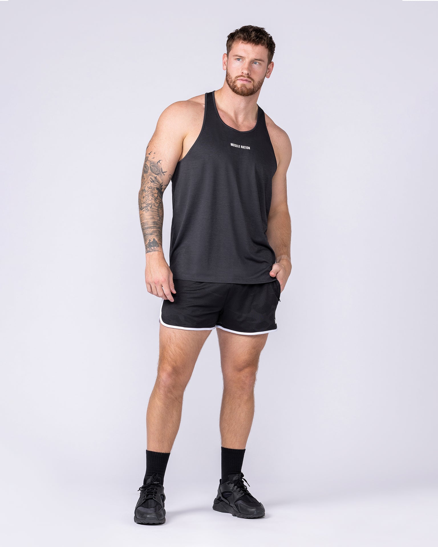 Tech Camo Retro Shorts - Black Camo-Shorts-S-112550BLKCAMO-S-MNAPPRL47125-7-Muscle Nation