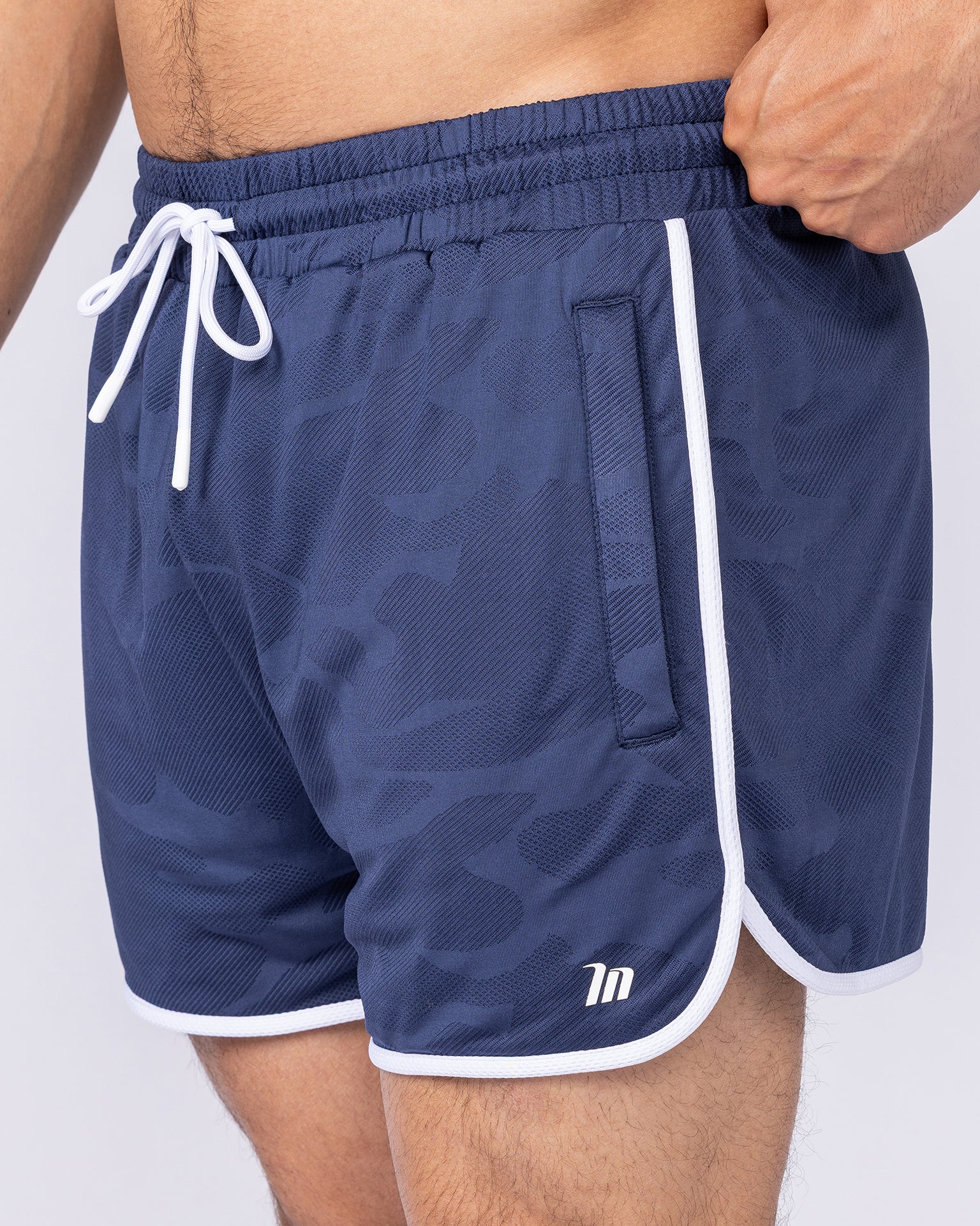Tech Camo Retro Shorts - Navy Camo-Shorts-S-112550NVYCAMO-S-MNAPPRL47111-1-Muscle Nation