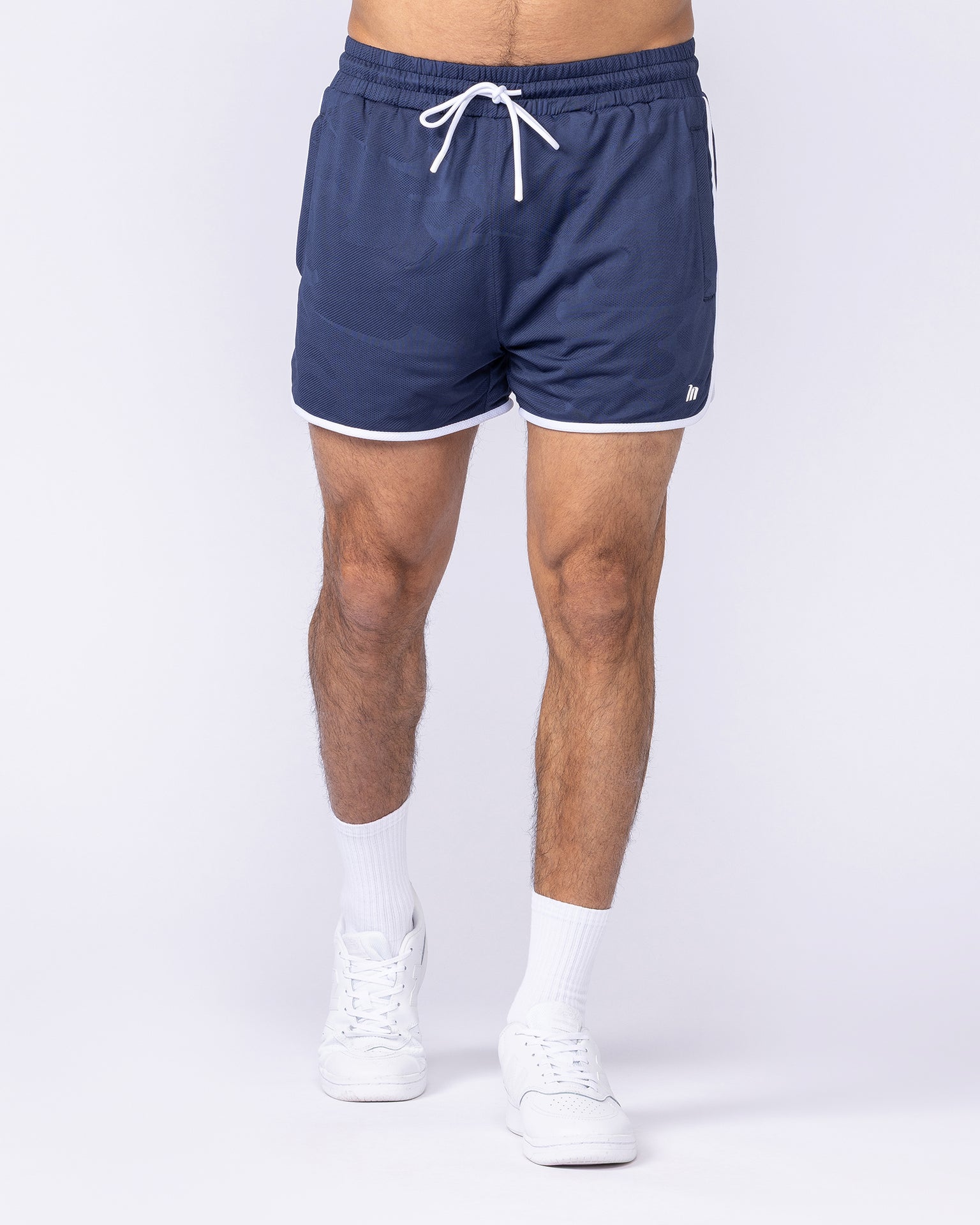 Tech Camo Retro Shorts - Navy Camo-Shorts-S-112550NVYCAMO-S-MNAPPRL47111-3-Muscle Nation