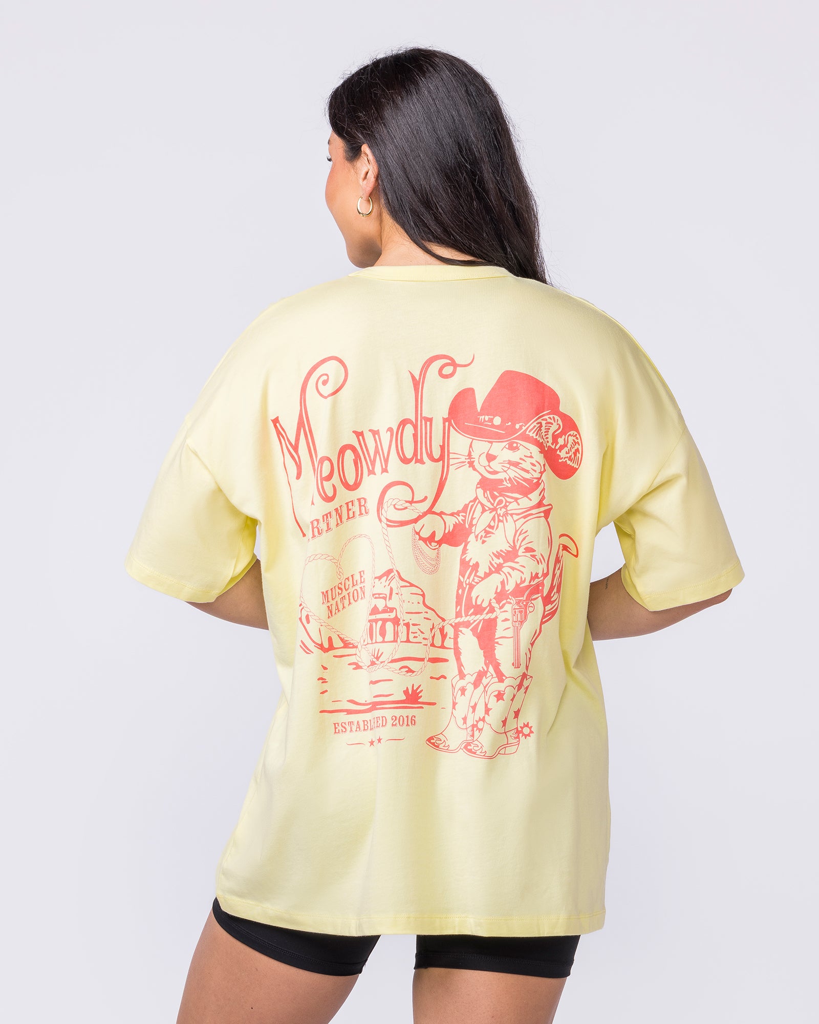 Meowdy Partner Oversized Tee - Limoncello-T-Shirts-XXS-012621LMCO-XXS-MNAPPRL48832-4-Muscle Nation