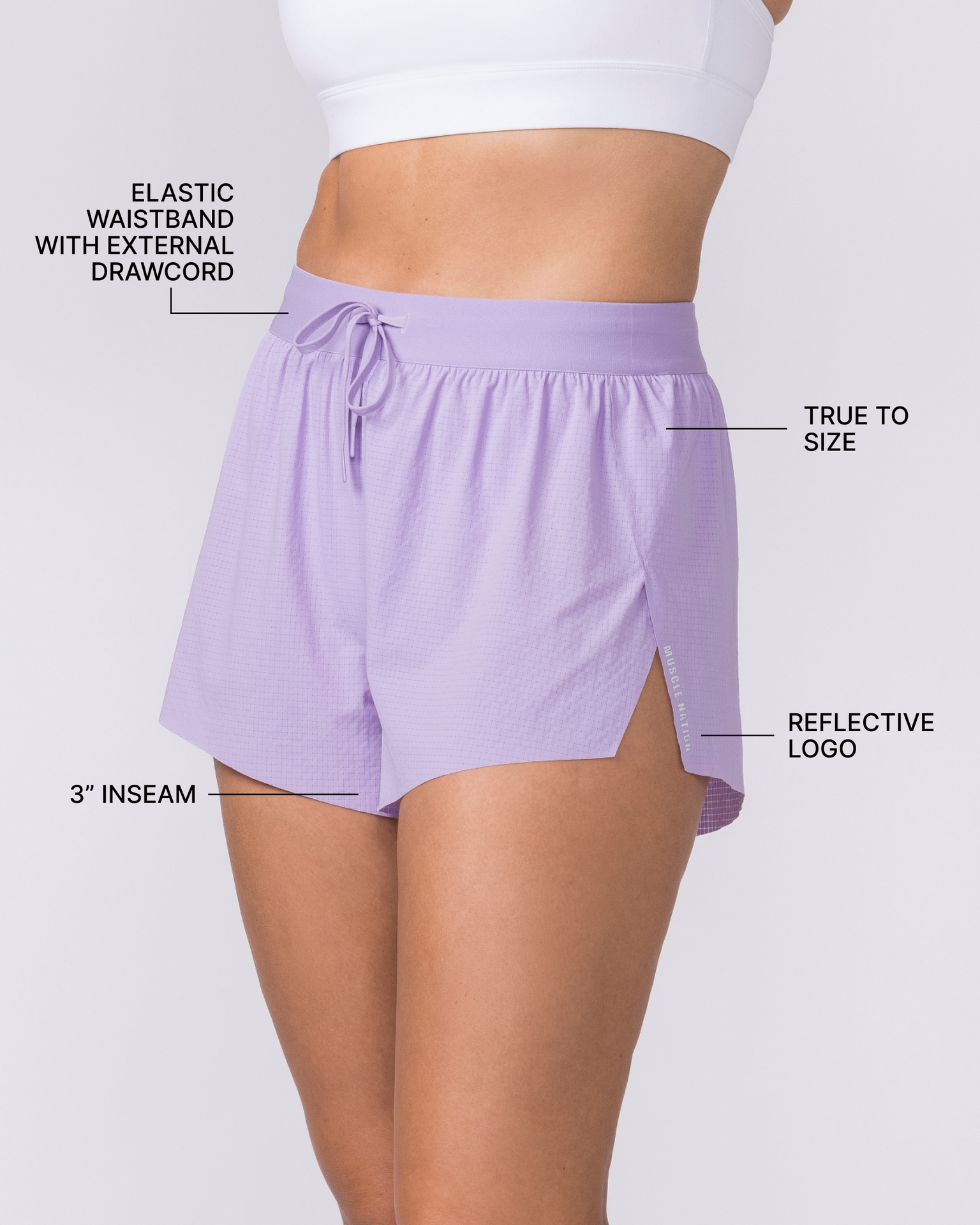 Tempo 3" Run Shorts - Lavender-Shorts-XXS-032650LAV-XXS-MNAPPRL49359-3-Muscle Nation