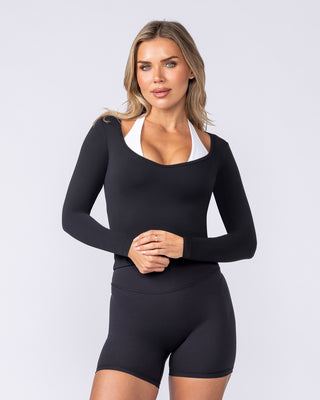 Tempo Long Sleeve Top Black - Muscle Nation women's long sleeve tee