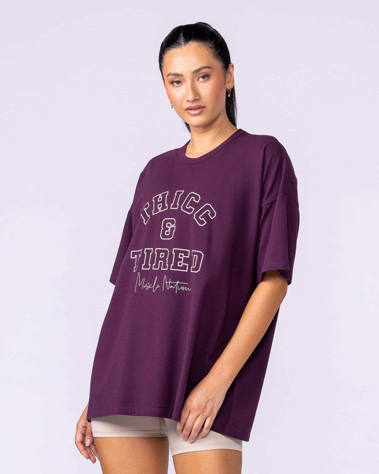 Thicc Oversized Tee - Cranberry-T-Shirts-XXS-112541CBRY-XXS-MNAPPRL46628-4-Muscle Nation