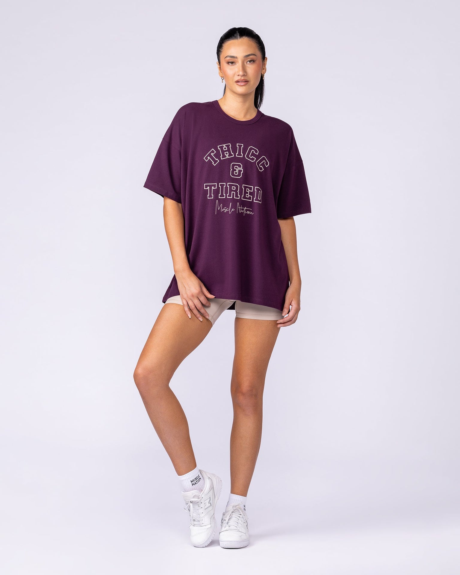 Thicc Oversized Tee - Cranberry-T-Shirts-XXS-112541CBRY-XXS-MNAPPRL46628-6-Muscle Nation