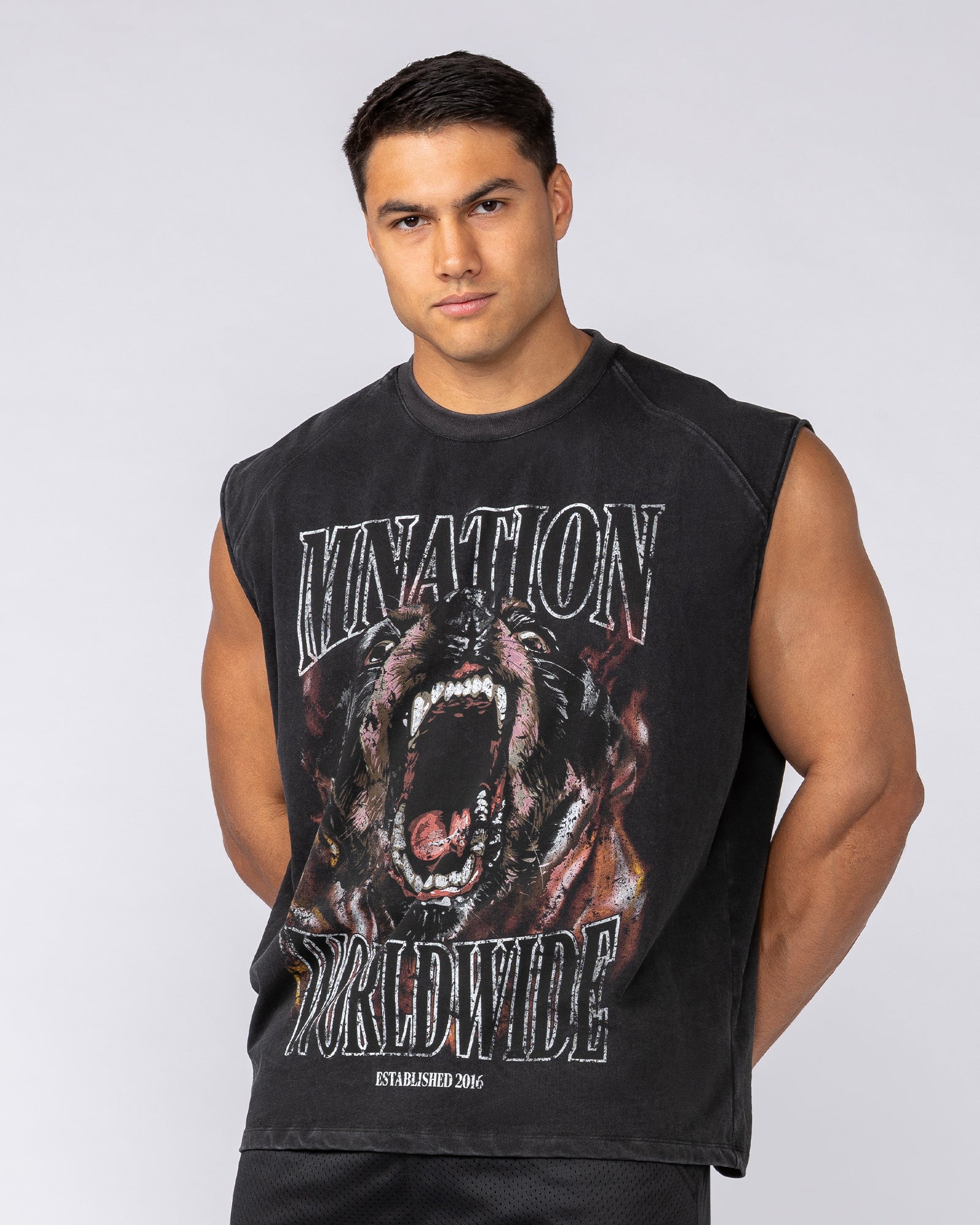 Unleashed Oversized Vintage Boxy Muscle Tank Washed Black - Muscle Nation men's muscle tank