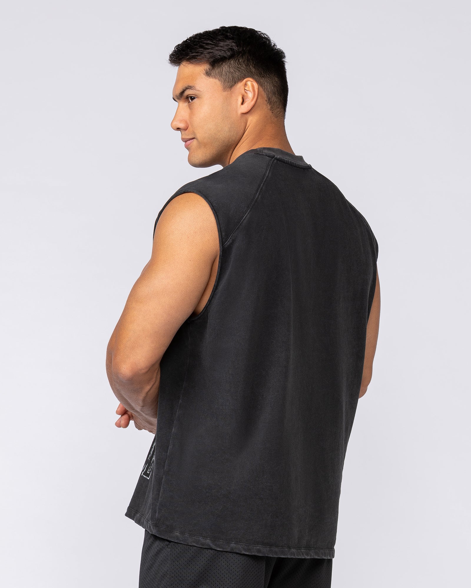 Unleashed Oversized Vintage Boxy Muscle Tank - Washed Black-Singlets & Tanks-XS-092525WSHBLK-XS-MNAPPRL44344-3-Muscle Nation