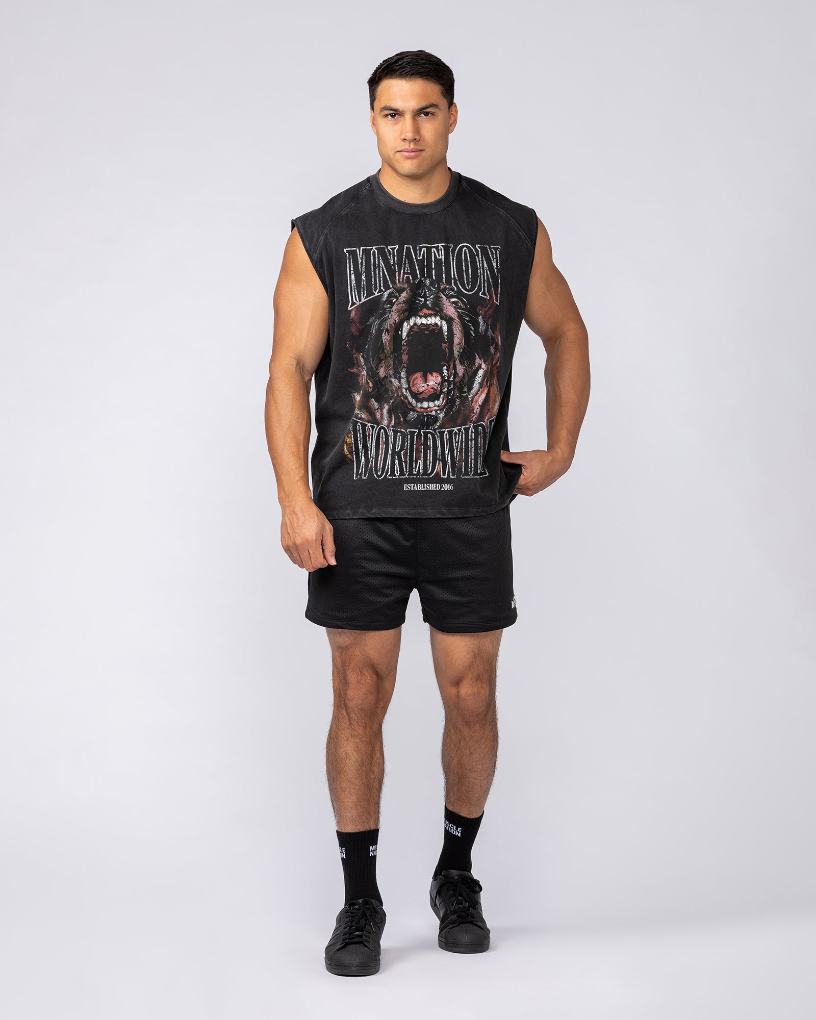 Unleashed Oversized Vintage Boxy Muscle Tank - Washed Black-Singlets & Tanks-XS-092525WSHBLK-XS-MNAPPRL44344-5-Muscle Nation