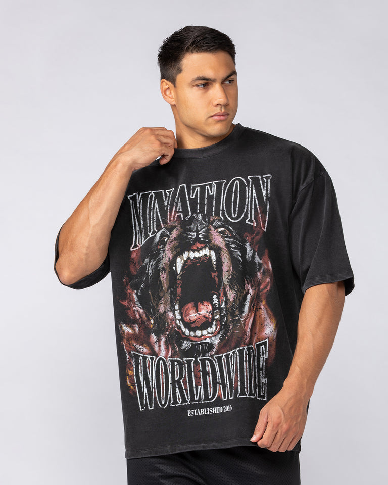 Unleashed Oversized Vintage Tee - Washed Black-T-Shirts-XS-092521WSHBLK-XS-MNAPPRL44300-3-Muscle Nation
