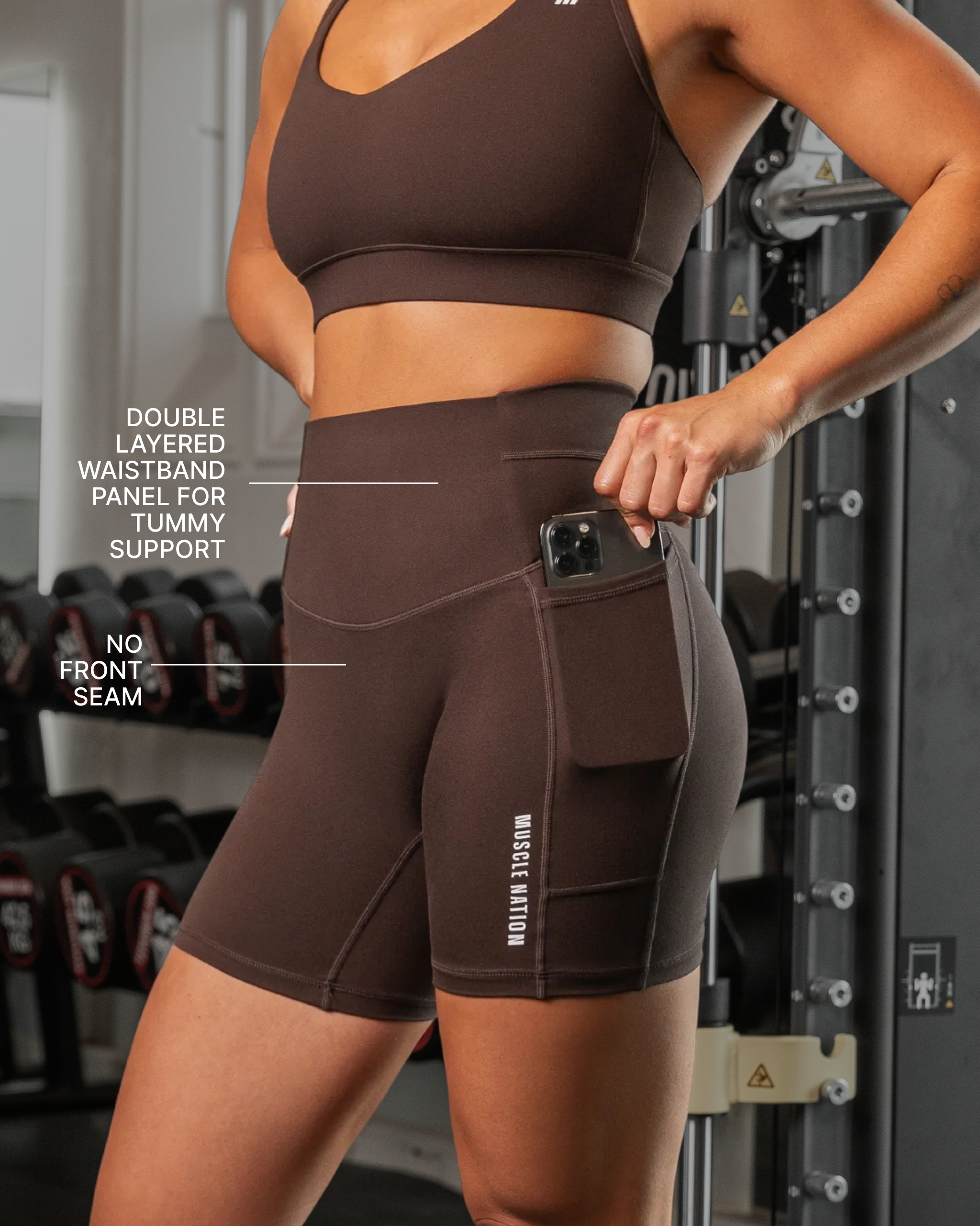 Unrivalled Everyday Pocket Bike Shorts - Cocoa-Shorts-XXS-022503COCOA-XXS-MNAPPRL44009-3-Muscle Nation