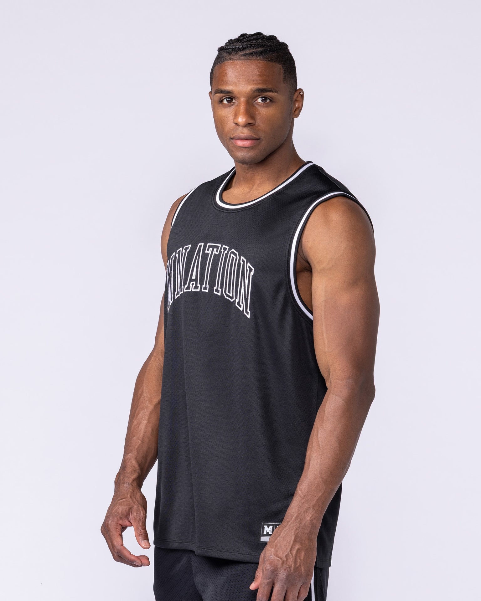 Varsity Basketball Jersey - Black-Singlets & Tanks-S-112564BLK-S-MNAPPRL47132-3-Muscle Nation