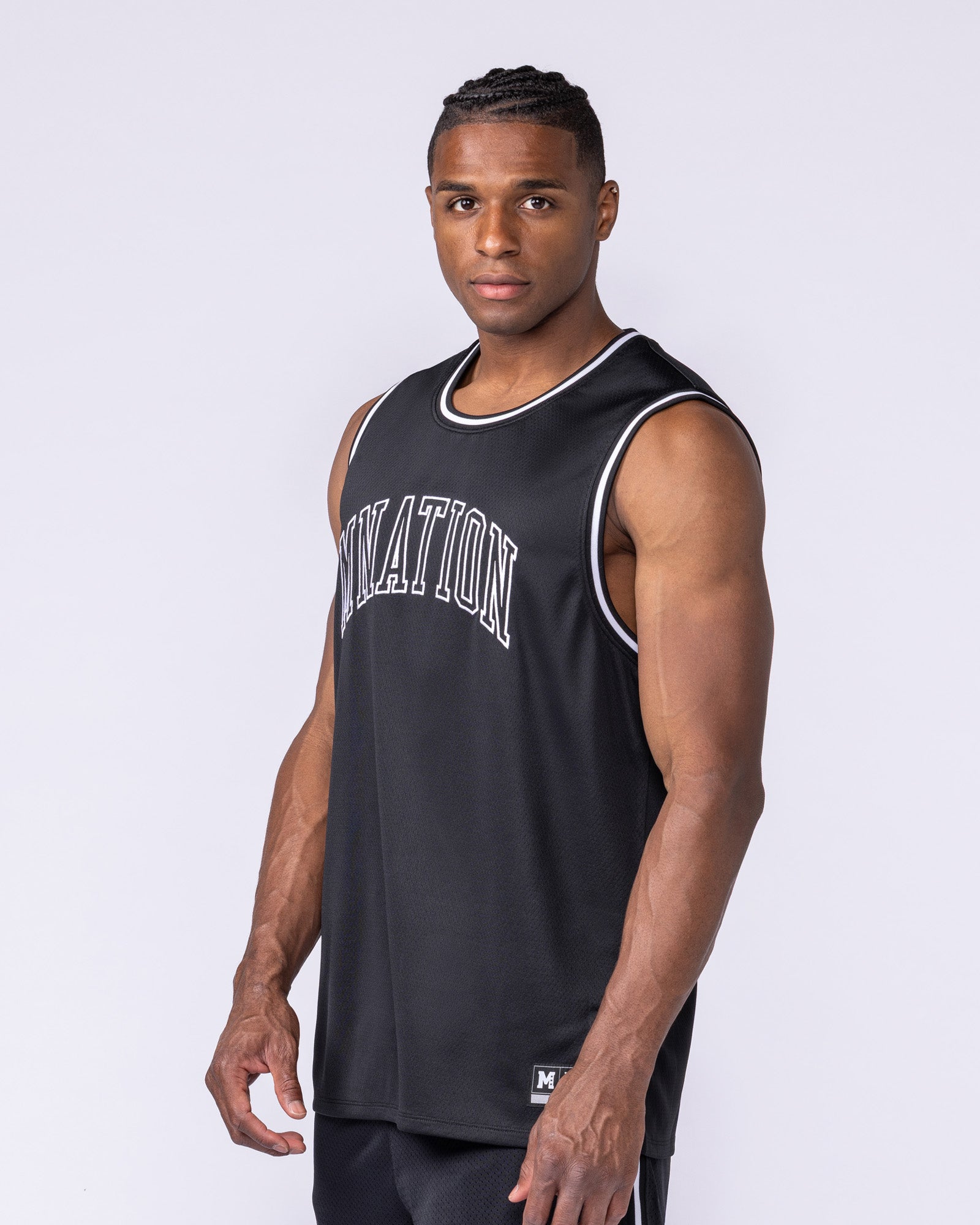 Varsity Basketball Jersey - Black-Singlets & Tanks-S-112564BLK-S-MNAPPRL47132-3-Muscle Nation