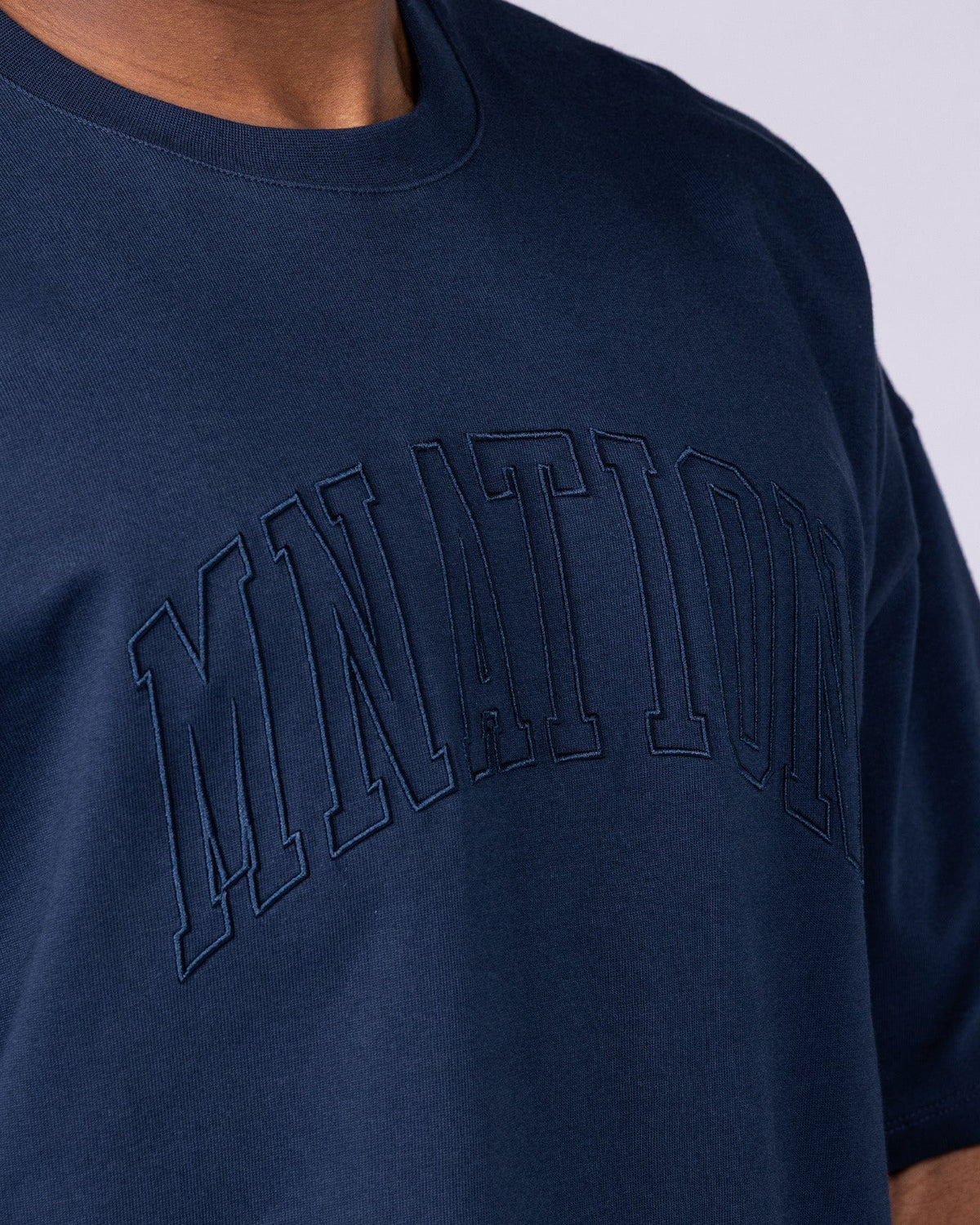 Varsity Oversized Boxy Tee in Navy - Muscle Nation, view 2